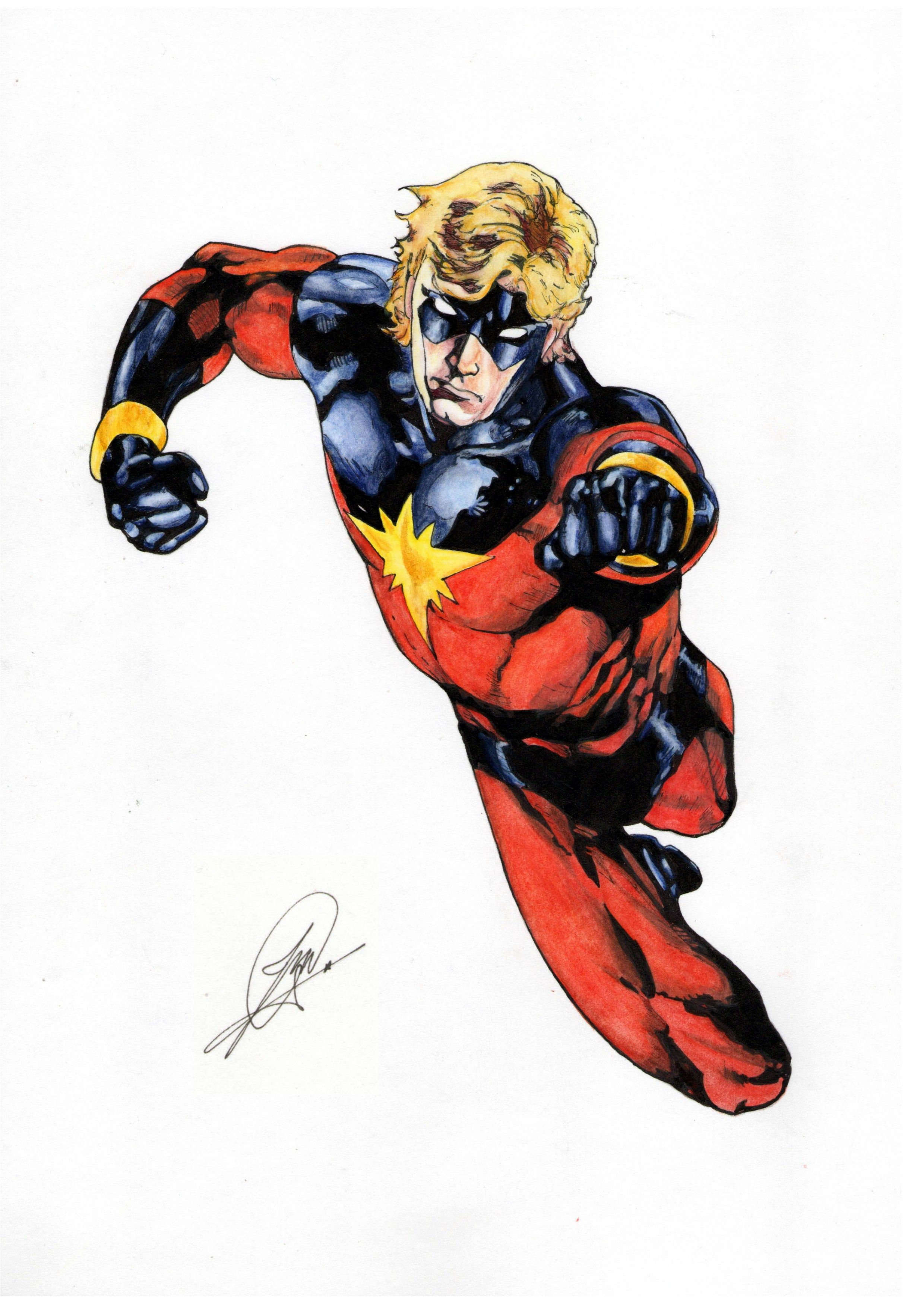 Wallpaper #oFh1NJMBzN9vxX34UTwG345 Captain Marvel by Eddy Barrows Inked Colored by Me Watercolor