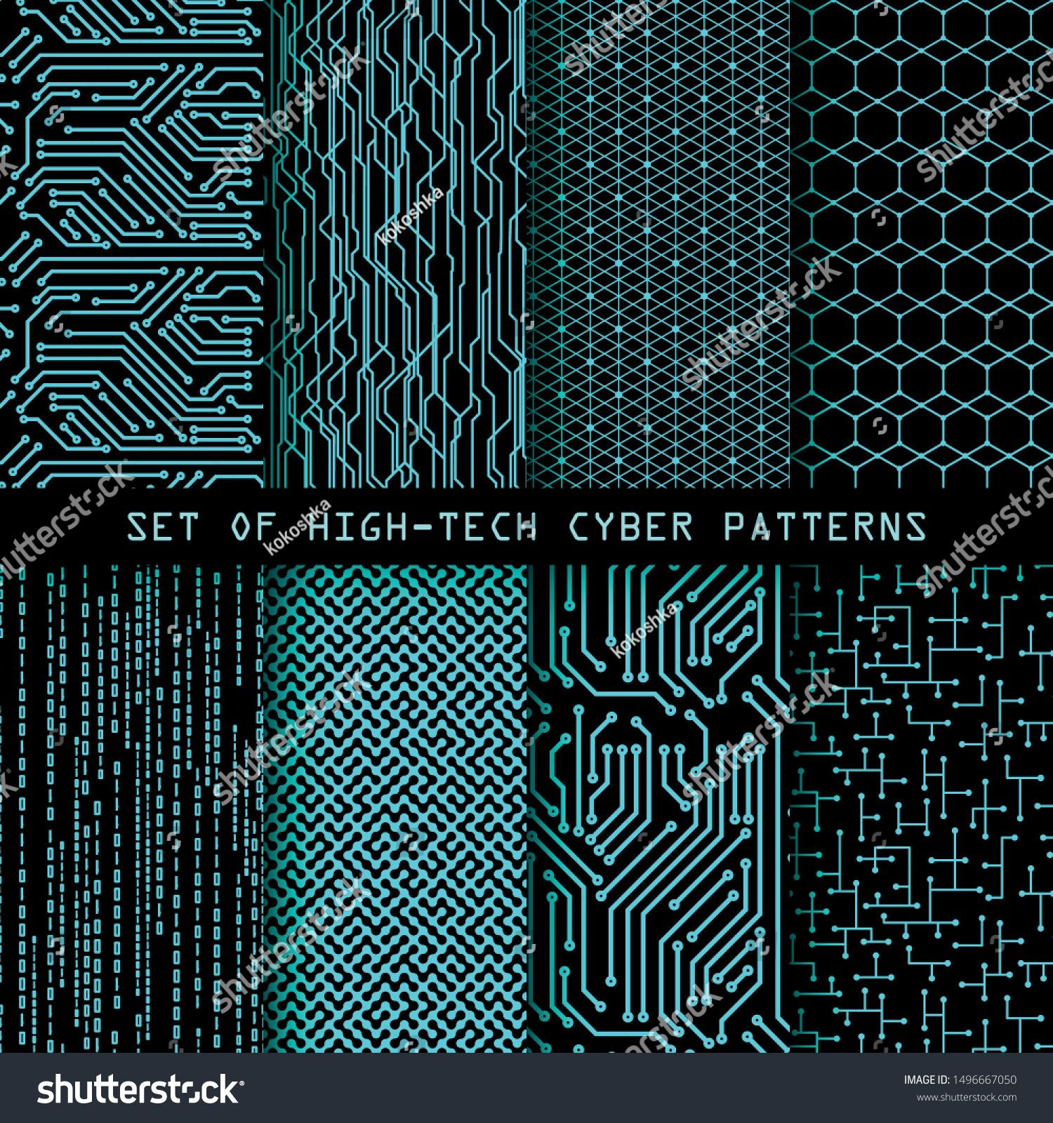 Wallpaper #IhnLHo8BtGB6xQ78Dnoj34 Set of Seamless Cyber Patterns Circuit Board Texture Digital High