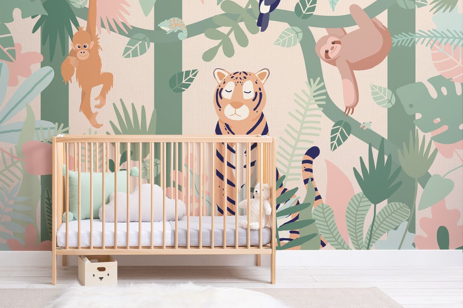 Wallpaper #qH1T8o4Bnwiau_P62QsV19 Kids Animals Jungle Friends Wallpaper Mural Hovia Nursery Mural