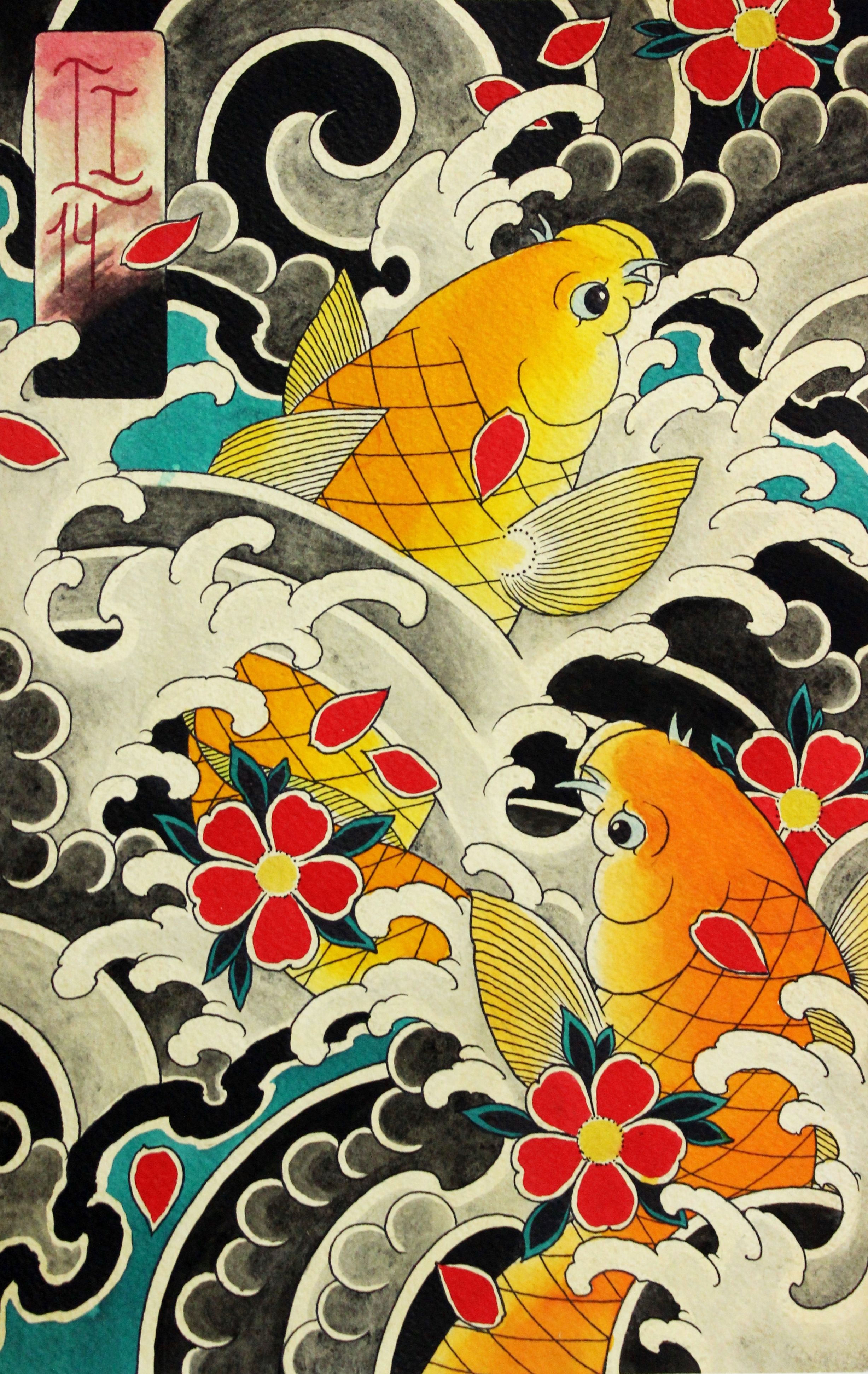 Wallpaper #5e6bc Black Yellow Koi Fish Fish Koi Tattoo Png and Vector with 5016 the