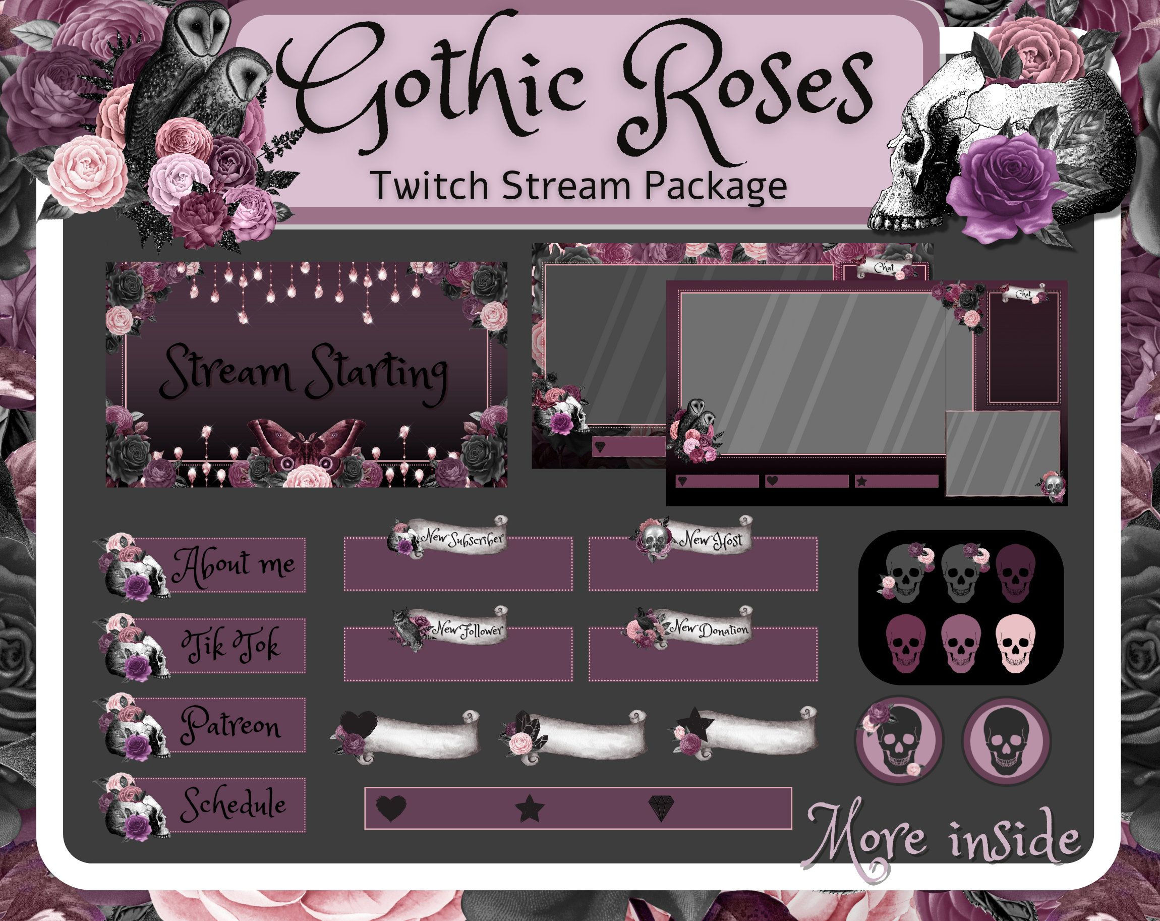 Wallpaper #Y88FO5MBOBUYluQYwLqS294 Goth Twitch Overlay Package Stream Overlay Twitch Package Gothic