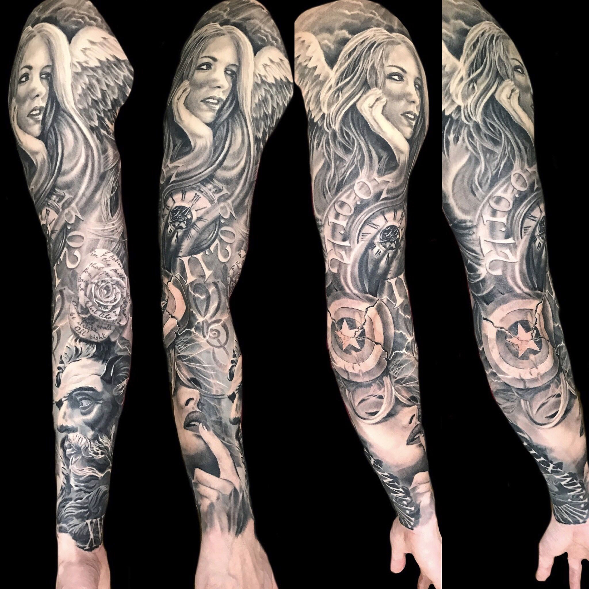 Wallpaper #P5zO4JIBZHQxiYarB7hG272 Tattoo Sleeve with Zeus and Captain America Shield