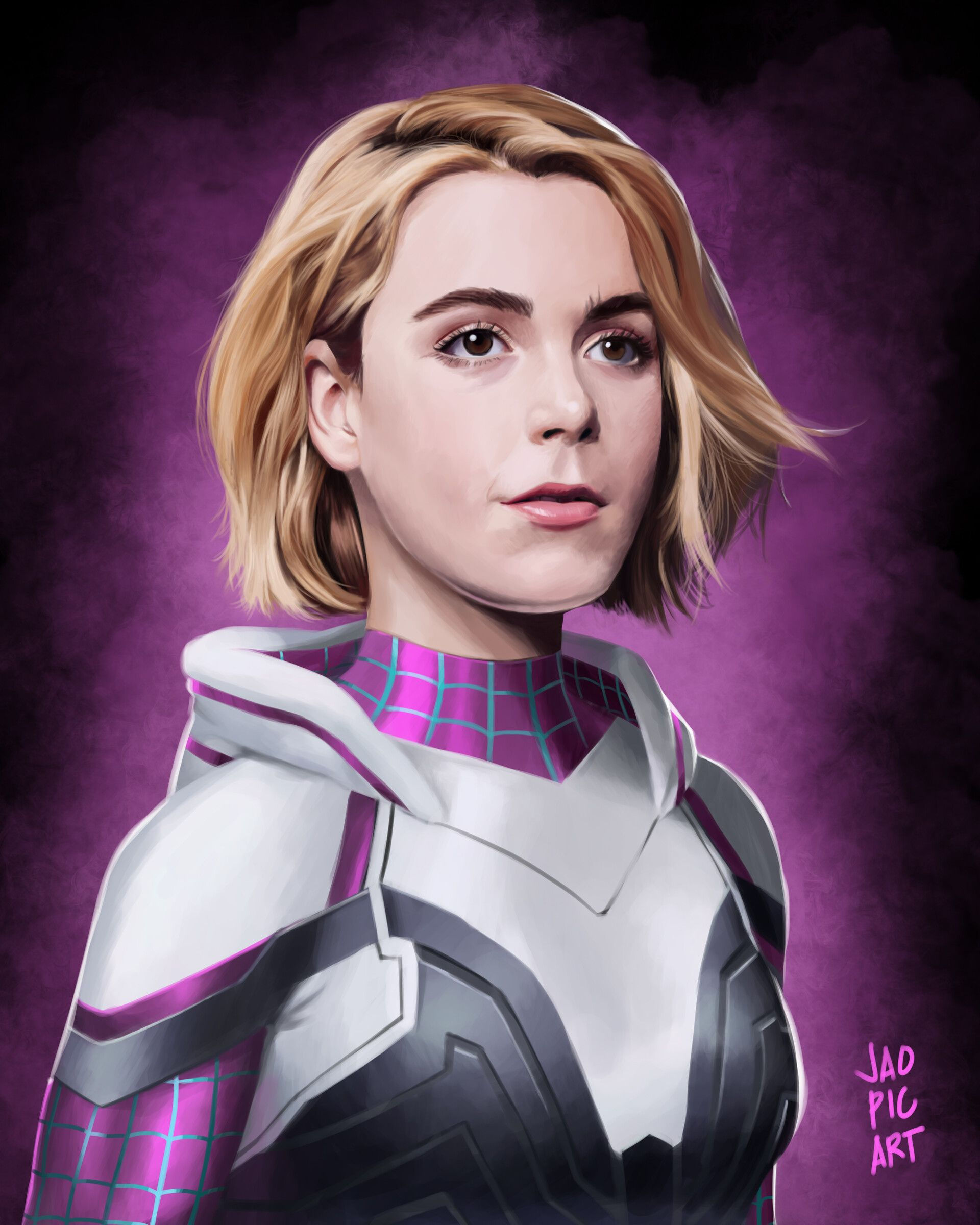 Wallpaper #yvSEOpMBKFX8bn3r9HhD154 Artstation Kiernan Shipka as Gwen Stacyspider Gwen Marvel