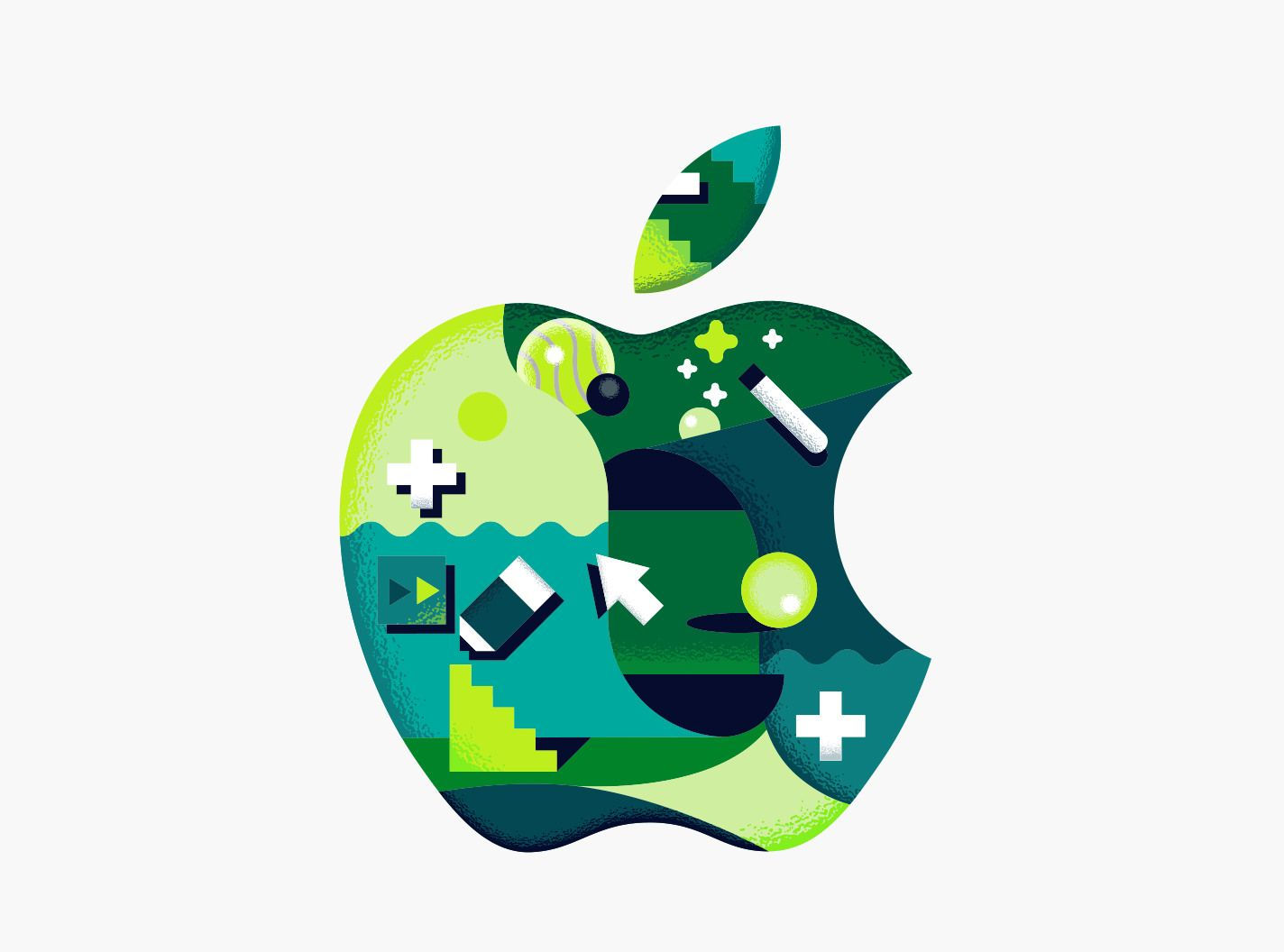 Wallpaper #SANbY5MBpyOg8YnEx9WH314 An Apple Logo with Green and Blue Shapes