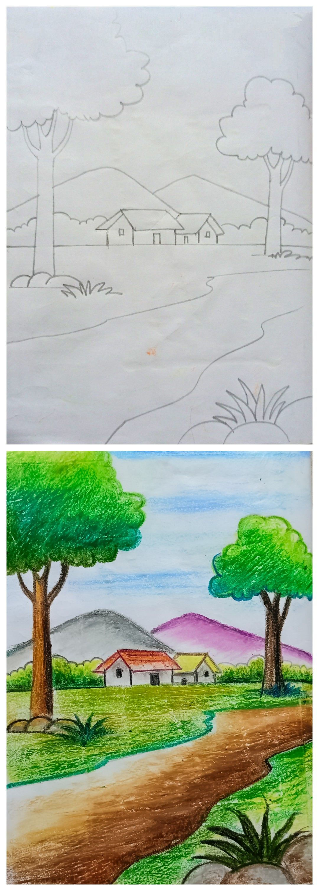 Wallpaper #OBqEUJMB1yWOL4qgwYA7286 Pin by Tami Suto on Rajz in 2024 Landscape Drawing for Kids Scenery