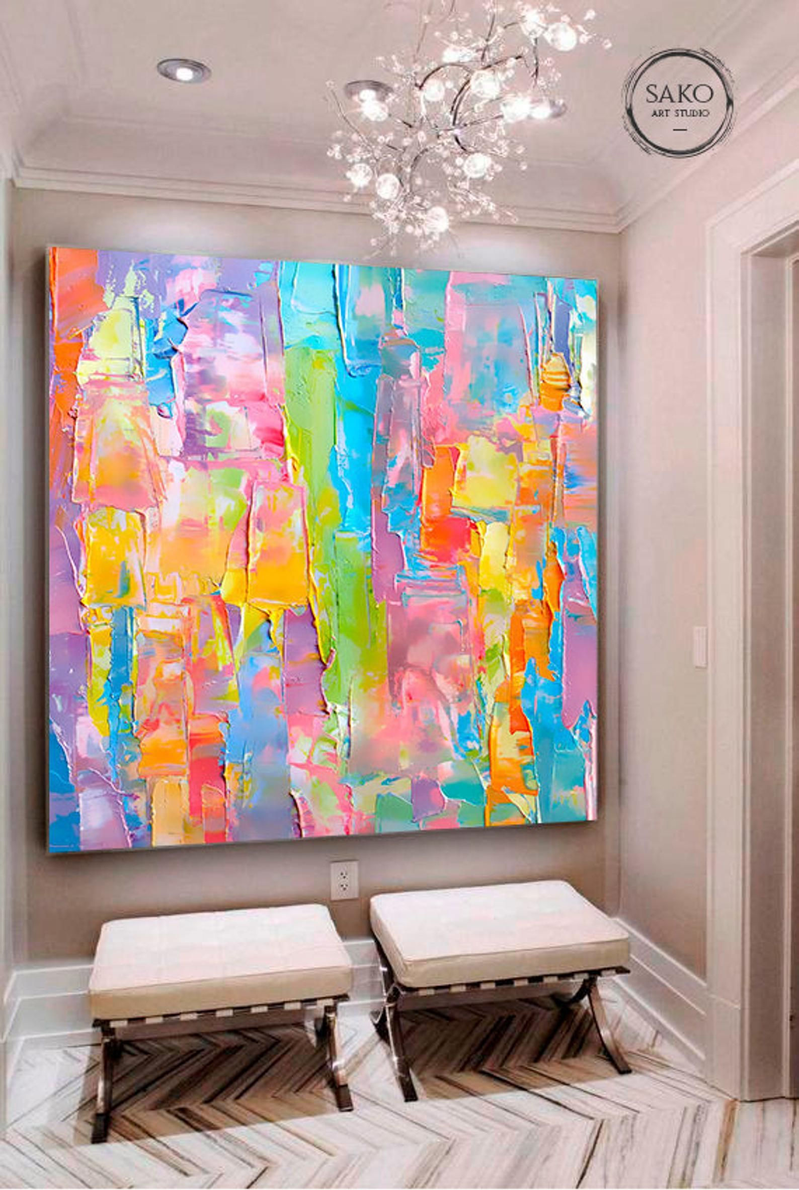 Wallpaper #2hn-IY8BtGB6xQ78toCO59 Extra Large Wall Art Abstract Painting Colorful Painting Rainbow
