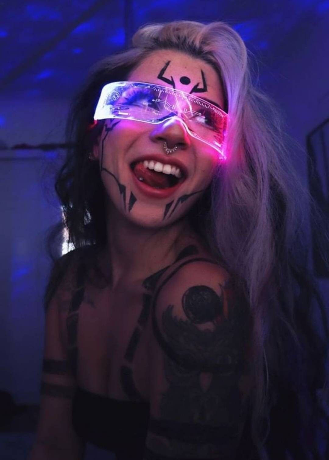 Wallpaper #JkCMMZMBJhL2WPbah8fI65 Cyberpunk LED Glow Glasses Etsy Canada Cyberpunk Makeup Glowing