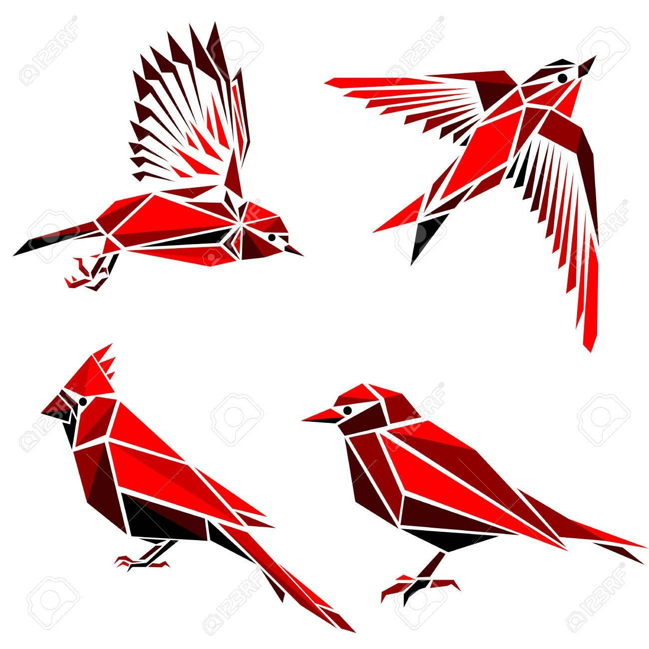 Wallpaper #6mcM8ZIBSpphPi3-jmn8297 Set of Four Red Triangle Formed Birds Art Prints Quotes Vector Art