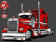 Wallpaper #rbg73JIBJvJKYCmEZfqB370 Red Semi Truck Drawing Truck Art