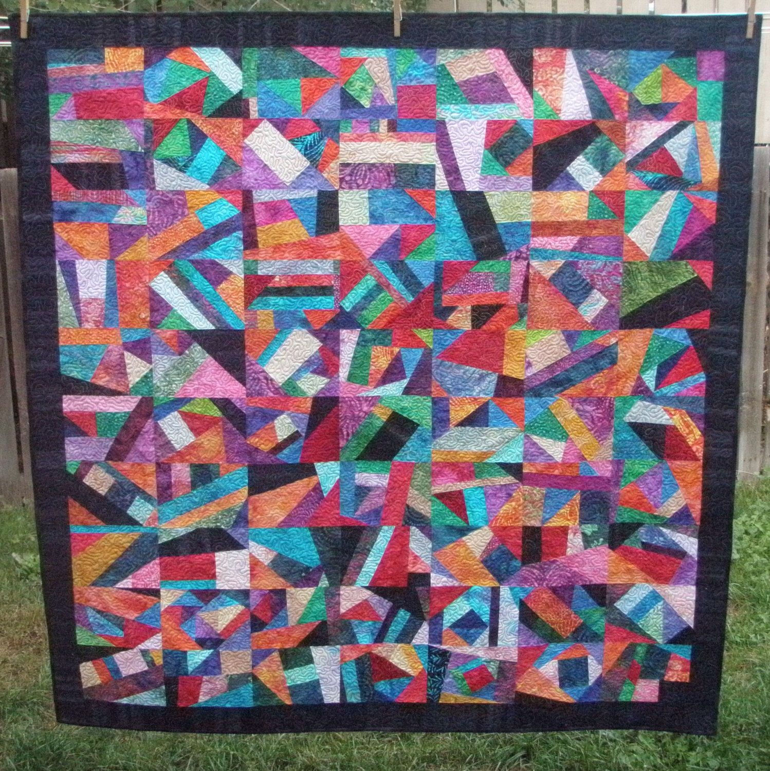 Wallpaper #ER0bLZMBlOZrFDOklM-g131 Art Quilt Crazy Modern Abstract Organized Chaos Handmade Etsy