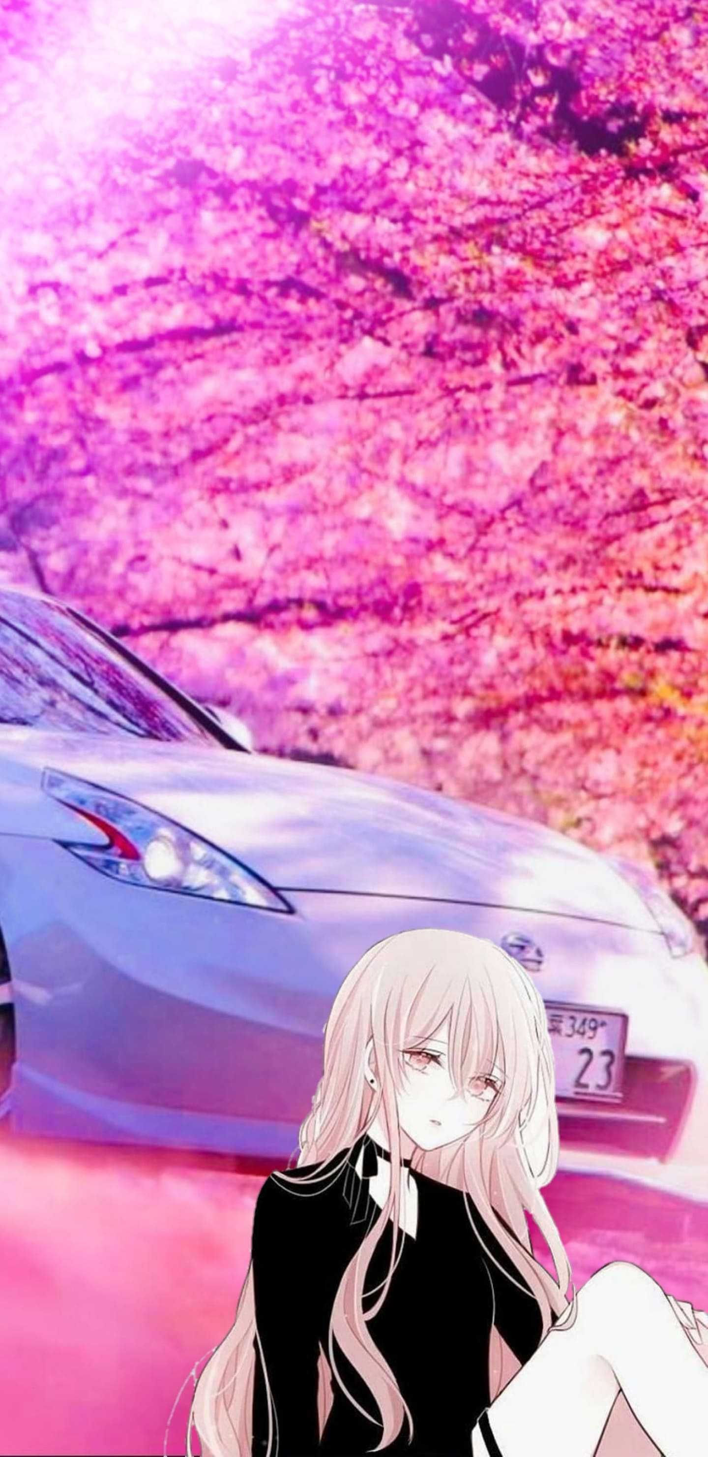 Wallpaper #46bf0 Download Girl Leaning on a Nissan Skyline Car Anime Wallpaper