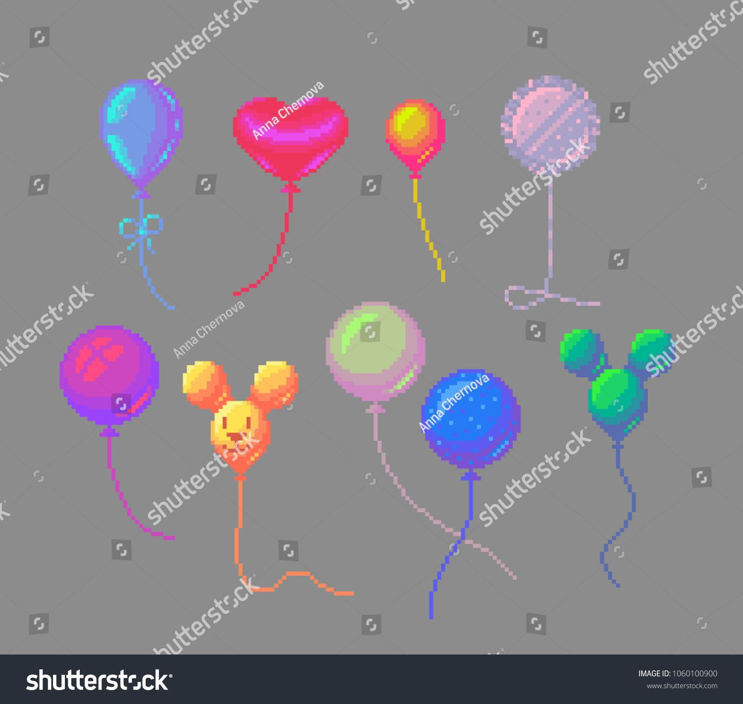 Wallpaper #a0D6MJMBJhL2WPbaiMSr65 Pixel Art Cute Balloons Set Vector Stock Vector Royalty Free