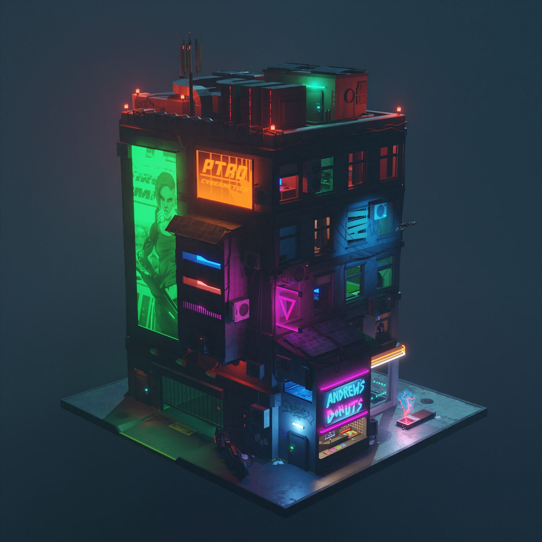 Wallpaper #mGcv8ZIBSpphPi3-O2pF57 Cyberpunk Building Cyberpunk City Arte Cyberpunk Isometric Art