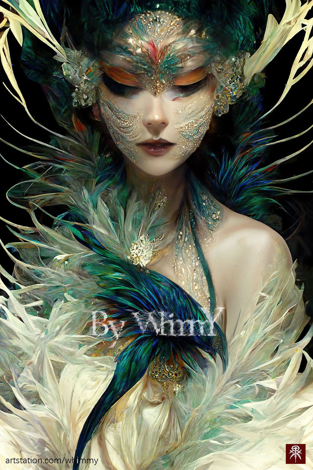 Wallpaper #9h0YLZMBlOZrFDOk0c7T395 Peacock Beauty Whimmy Fantastic Art Digital Portrait Art