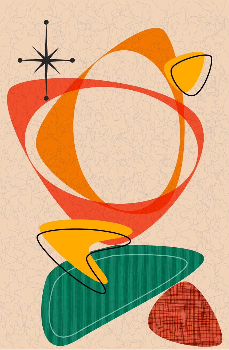 Wallpaper #2LgT3ZIBJvJKYCmEjv7f182 Atomic Art Retro Mid Century Modern Wall Prints Abstract Vintage