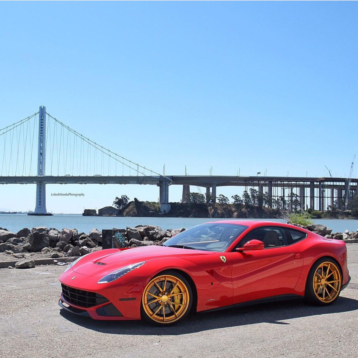 Wallpaper #ghnmI48BtGB6xQ78F4QR26 Ferrari F12 Berlinetta Painted in Rosso Corsa W Gold Ryft Design