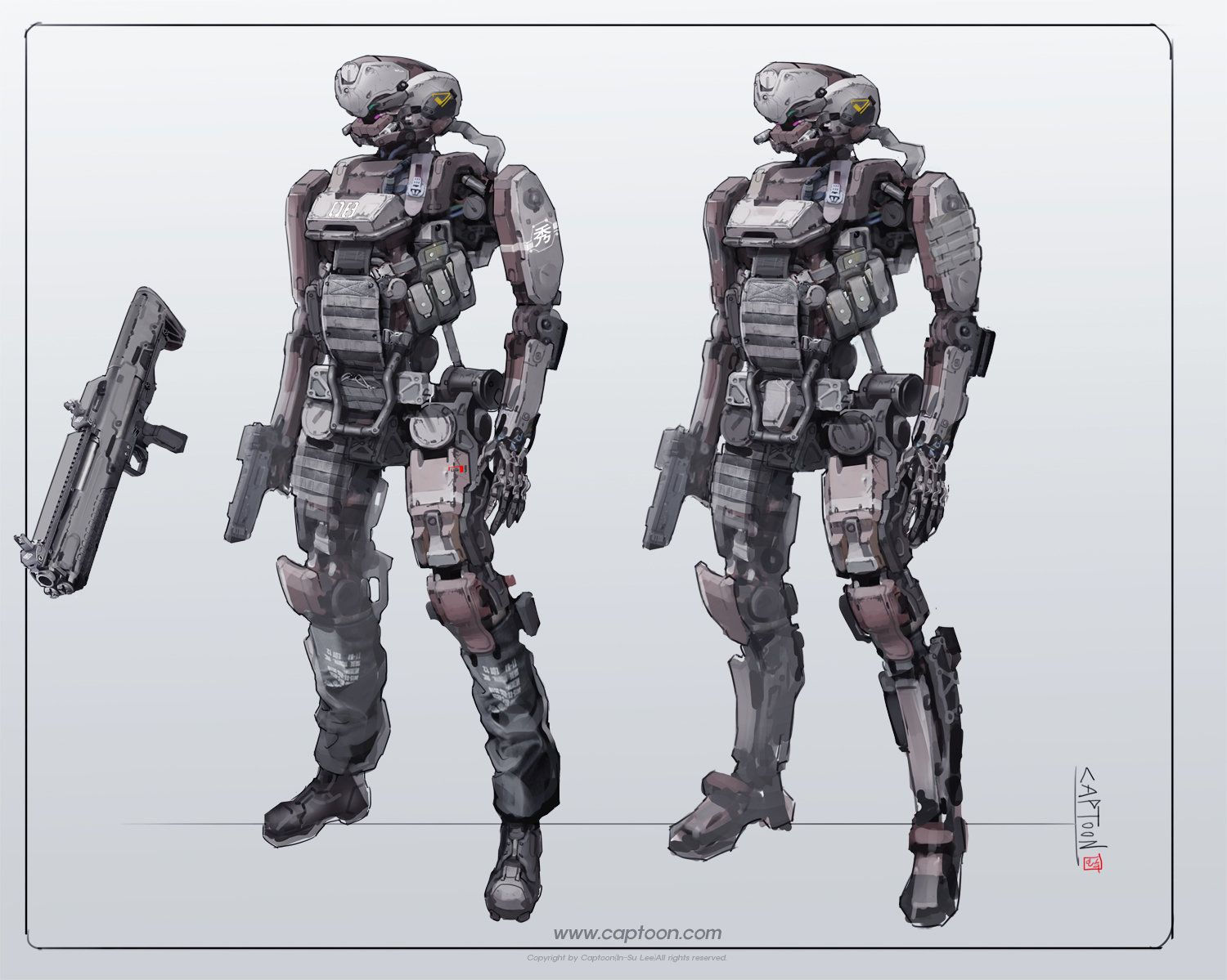 Wallpaper #FTHPNZMB5zzyi_yY1ljw82 AI Soldier Captoon Lee Insu Sci Fi Characters Weapon Concept Art