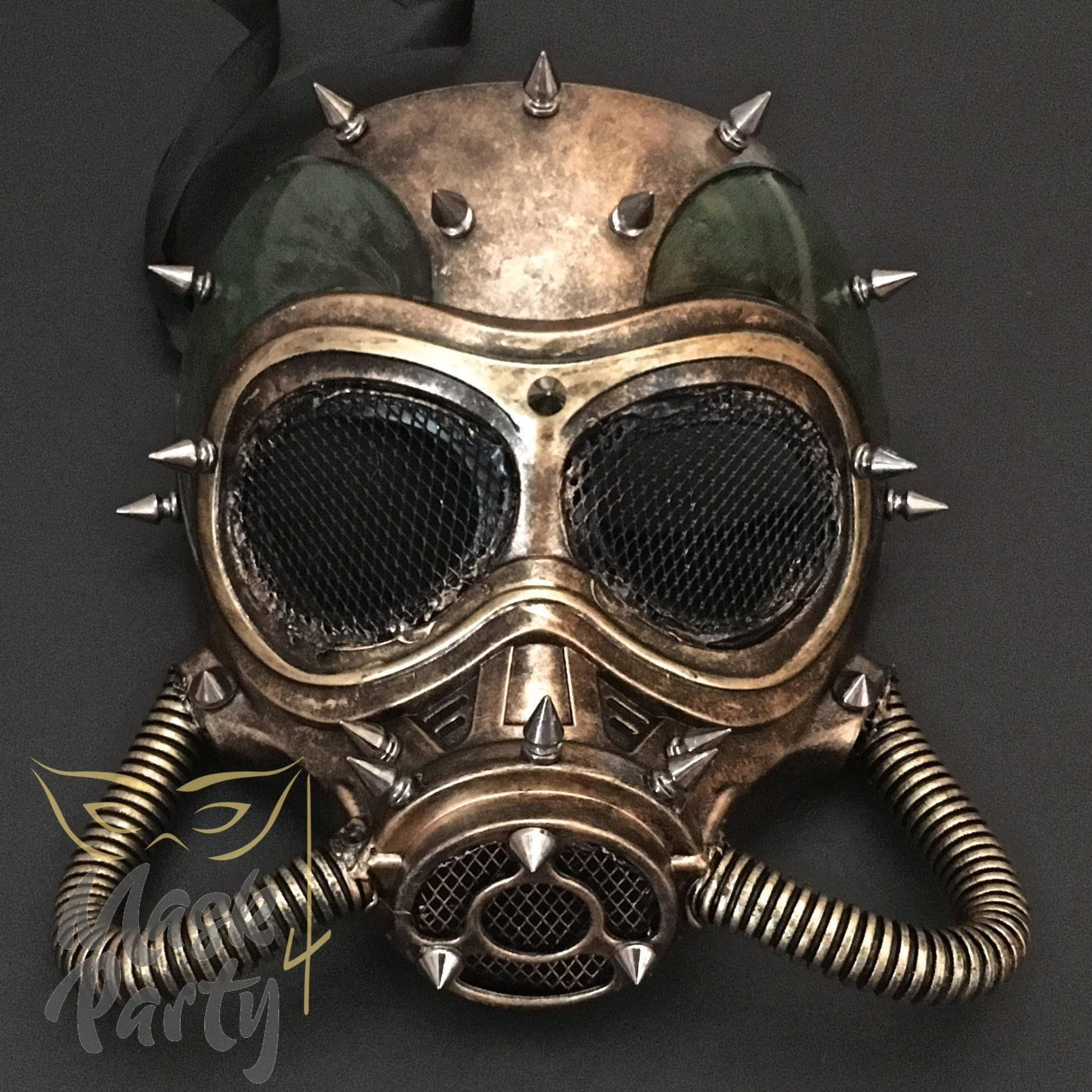 Wallpaper #27iuPpIBJvJKYCmE4csH21 Steampunk Rivet Gas Tube Greengold Steampunk Mask Steampunk