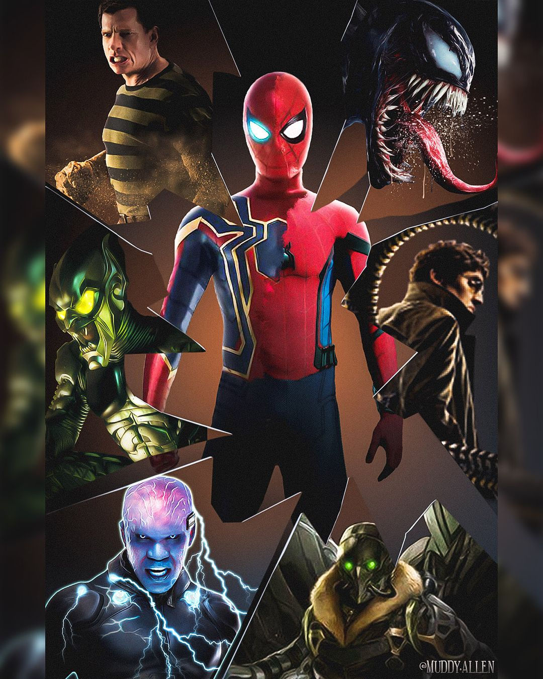 Wallpaper #ceb46 1920x1080 Spiderman vs Sinister Six Art Laptop Full HD 1080p HD 4K