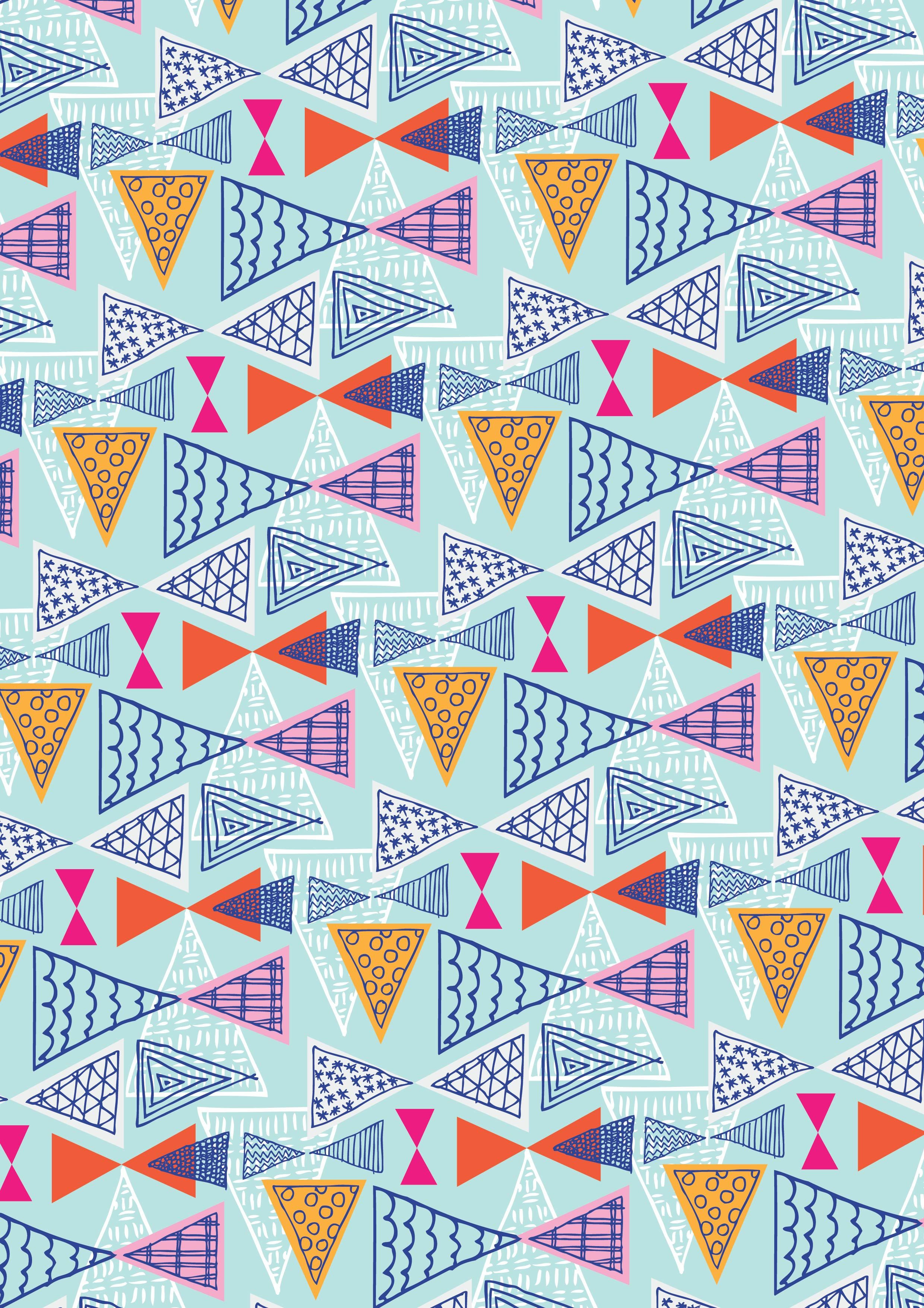 Wallpaper #_7g21pIBJvJKYCmEItw-295 Geometric Mid Century Modern Triangles Art Print by Ryan Deighton
