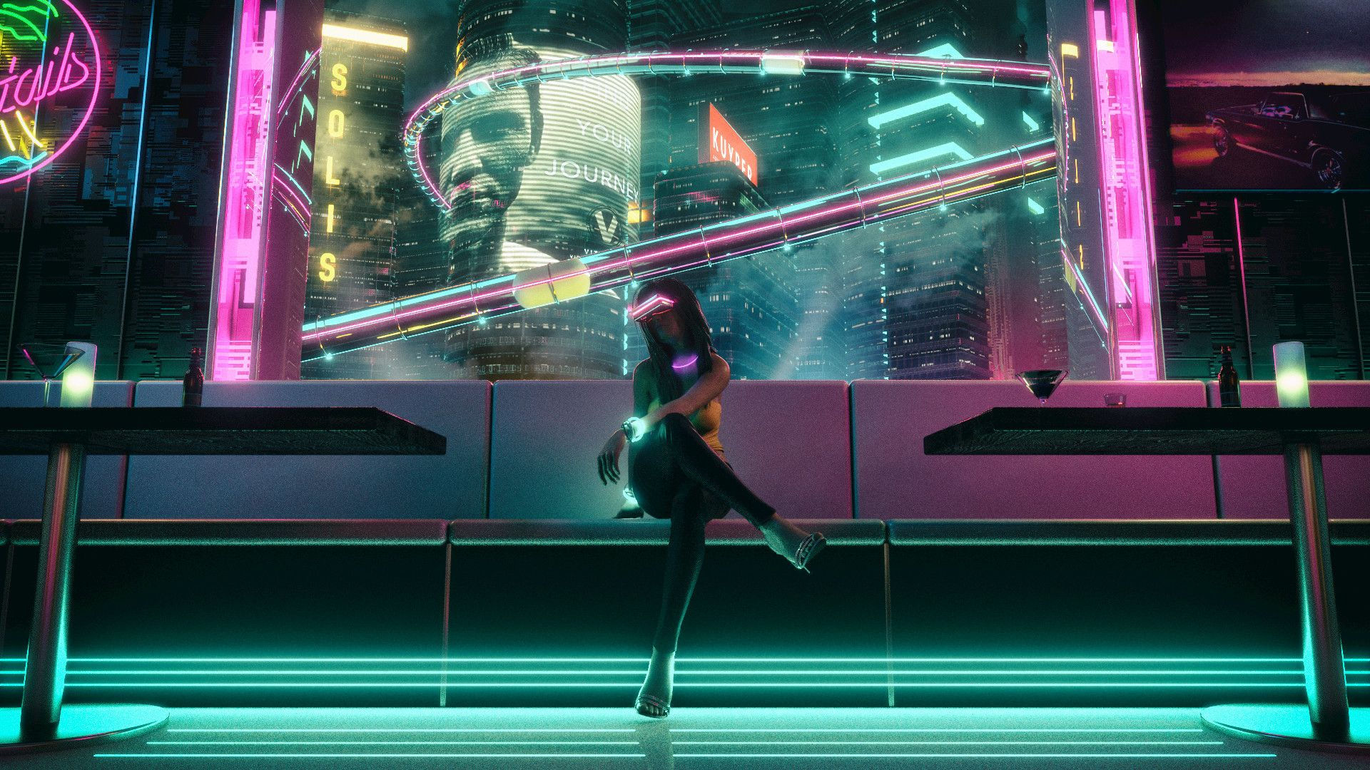 Wallpaper #a32h844Bnwiau_P6MA3j5 Artstation Nightclub David Legnon Cyberpunk Night Club Cyberpunk