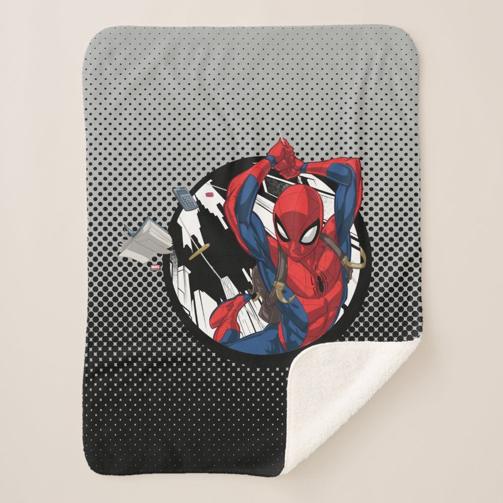 Wallpaper #bttkMpMB3oUMxGFS_z35299 Spider Man Web Swinging with Backpack Sherpa Blanket Zazzle in 2022