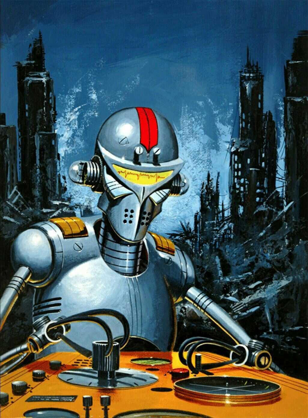 Wallpaper #yhnzFo8BtGB6xQ78ZG476 3D Art Done by Angry Bob Size 11x17 Vintage Robots Retro Robot