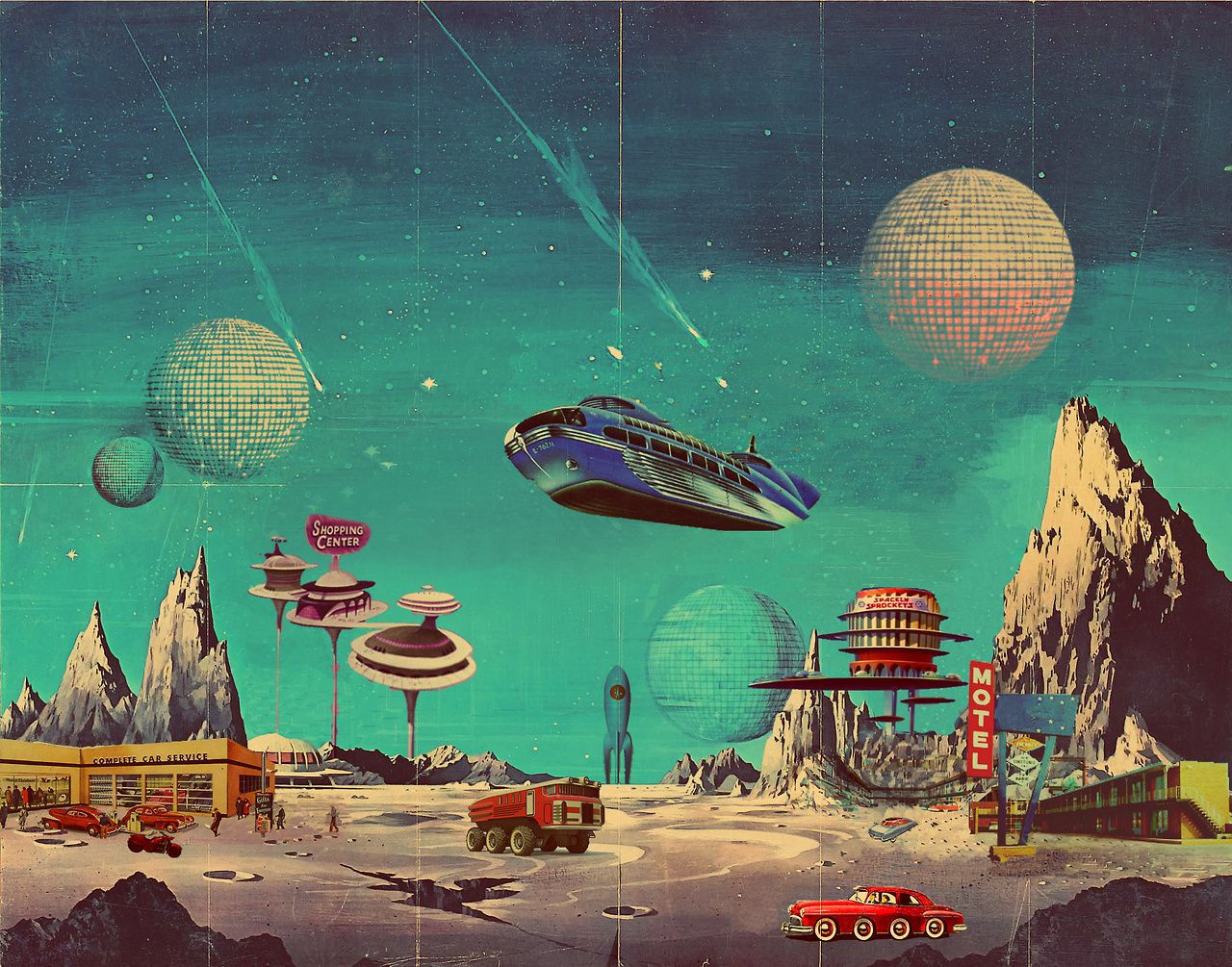 Wallpaper #f0KzPJMBOBpx0NhmG8Ga38 An Image of a Sci Fi Scene with Cars and Spaceships in the Sky