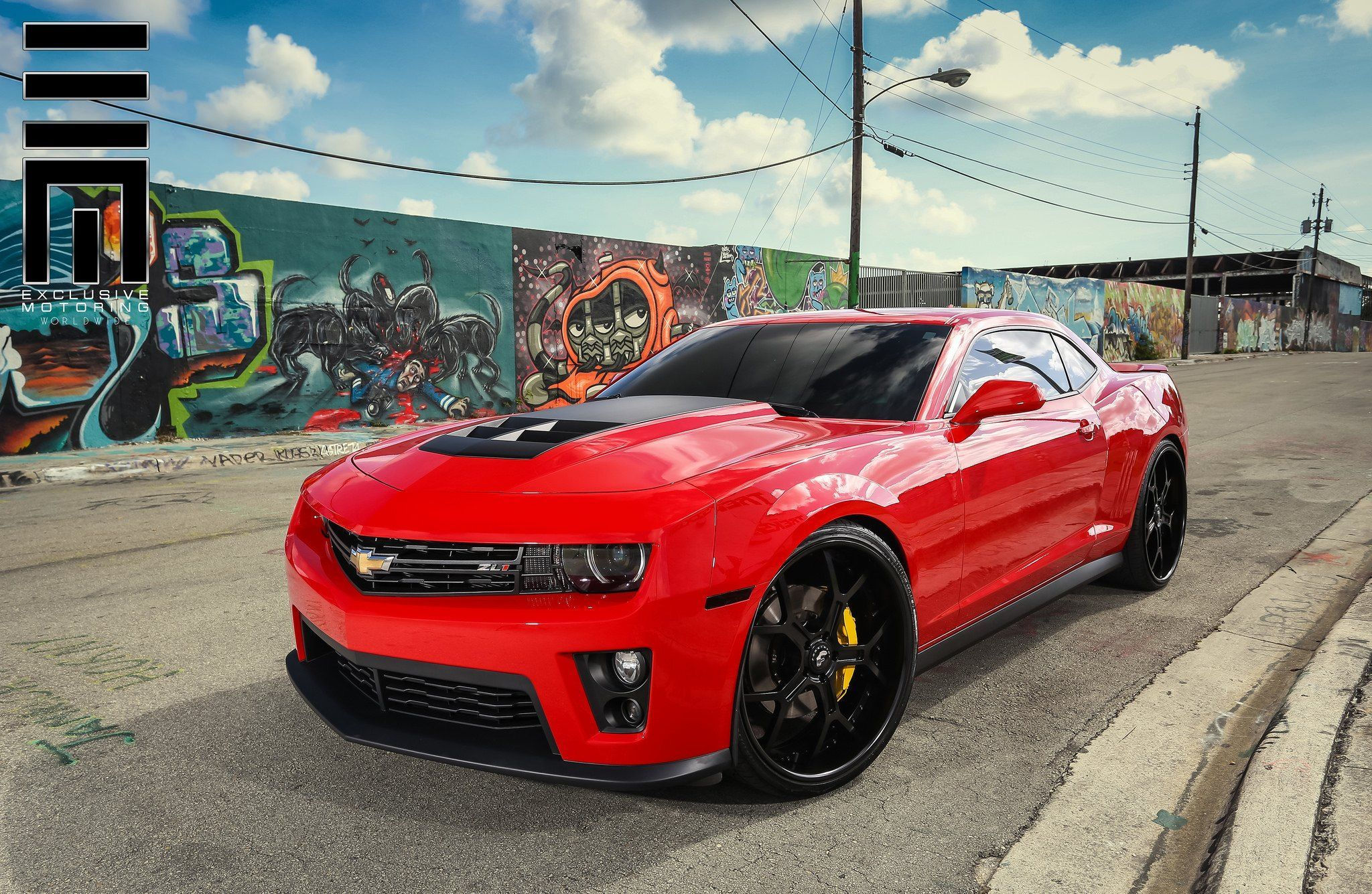 Wallpaper #geovU5MBlwTYPL18Twp061 Red Chevy Camaro Zl1 on Black Custom Wheels by Exclusive Motoring Chevy