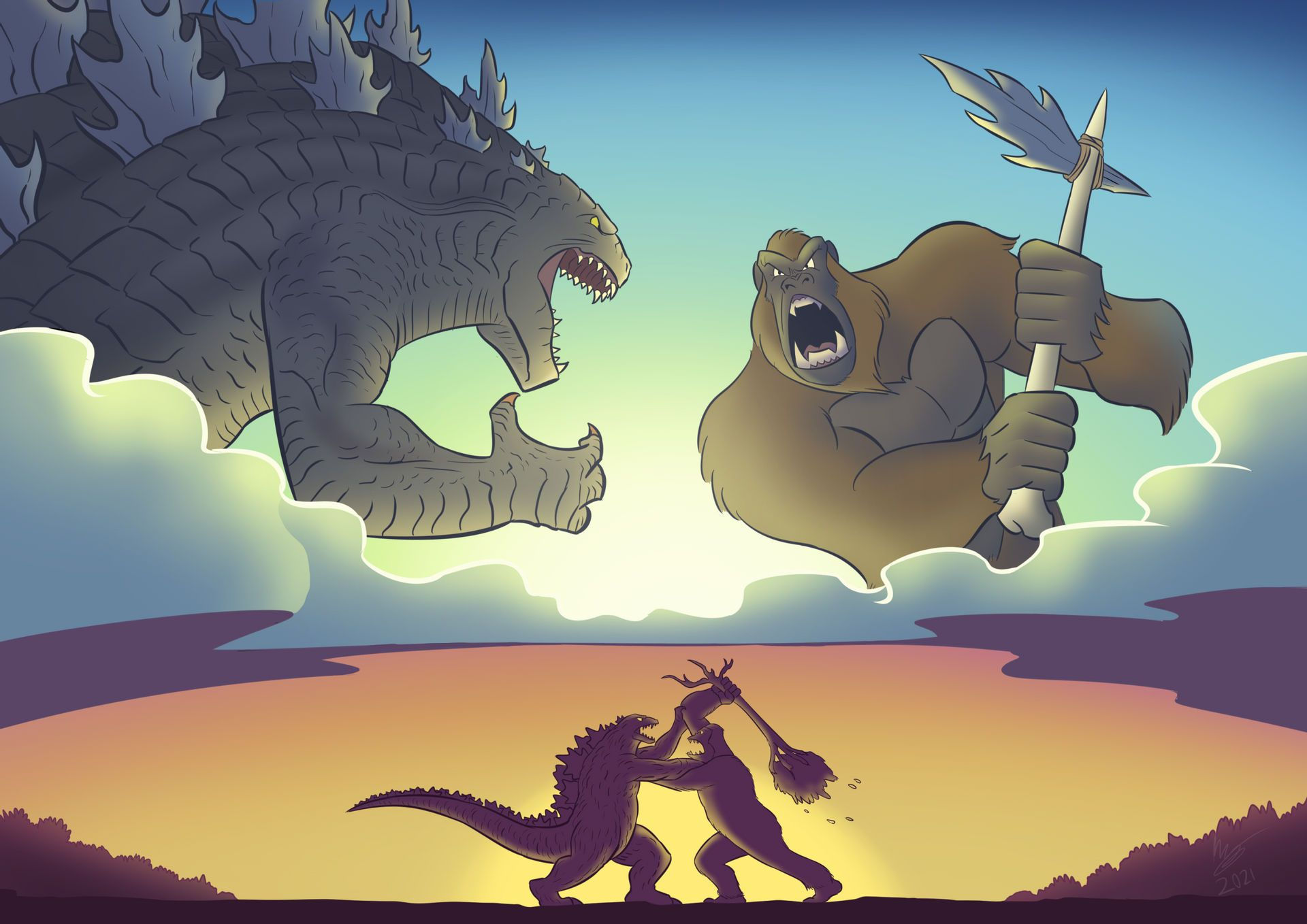 Wallpaper #nxmdLo8BtGB6xQ78YJVO26 Godzilla vs Kong Welcoming a New Era by Nazrigar on Deviantart in 2021