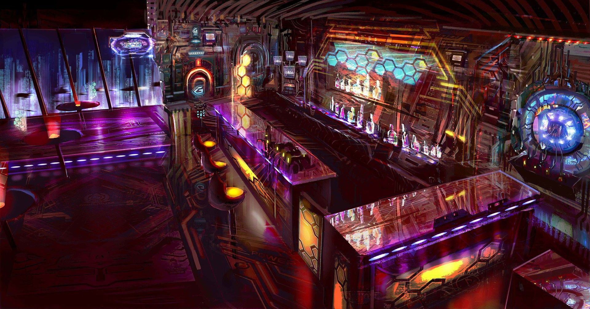 Wallpaper #d2fwApMBSpphPi3-PbHg395 Sci Fi Bar Interior Imgur Cyberpunk Interior Sci Fi Concept Art
