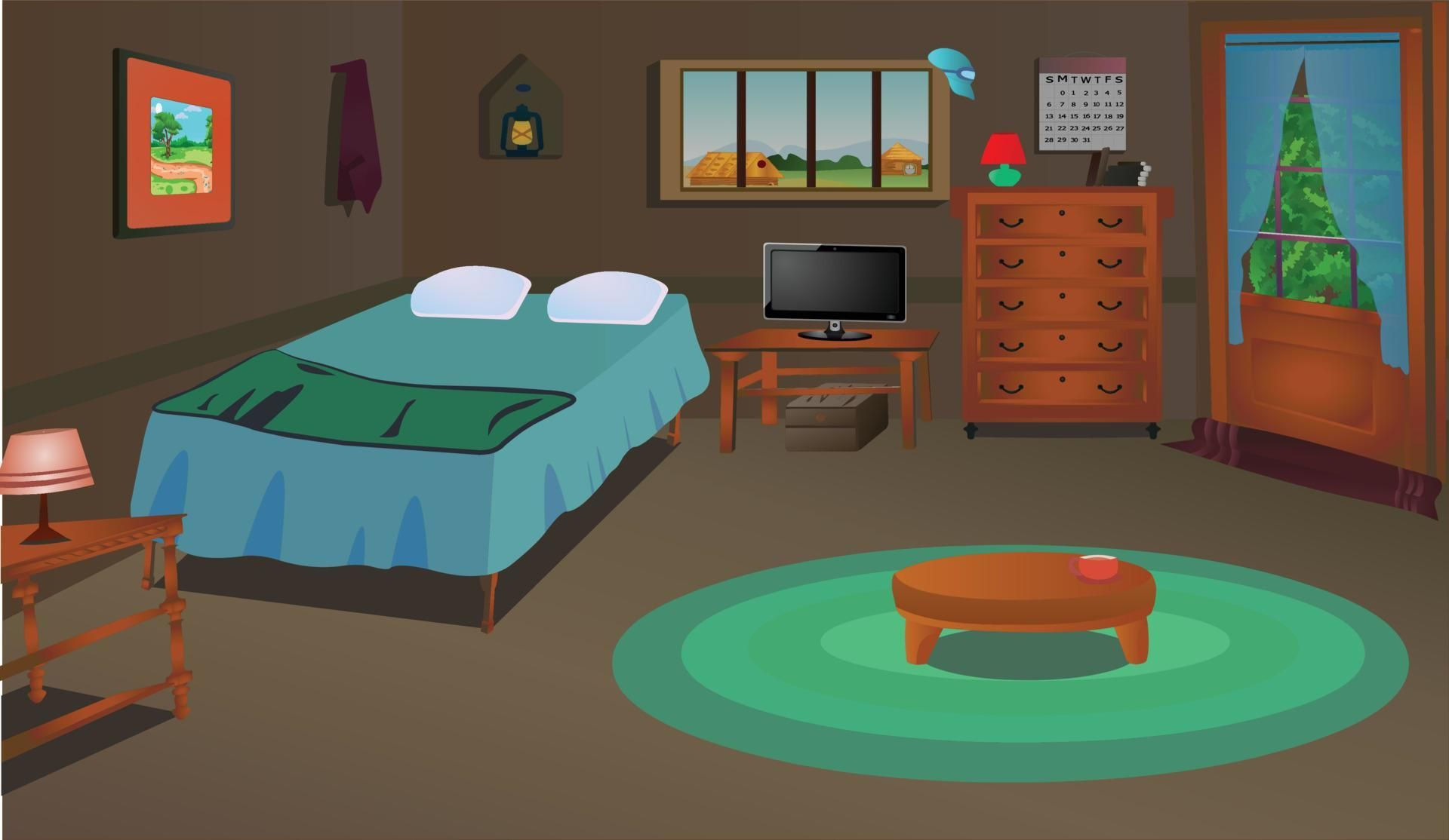 Wallpaper #MWcjC5MBSpphPi3-X9jd176 Village Room Inside Interior with Cozy Bed Furniture Etc Vector