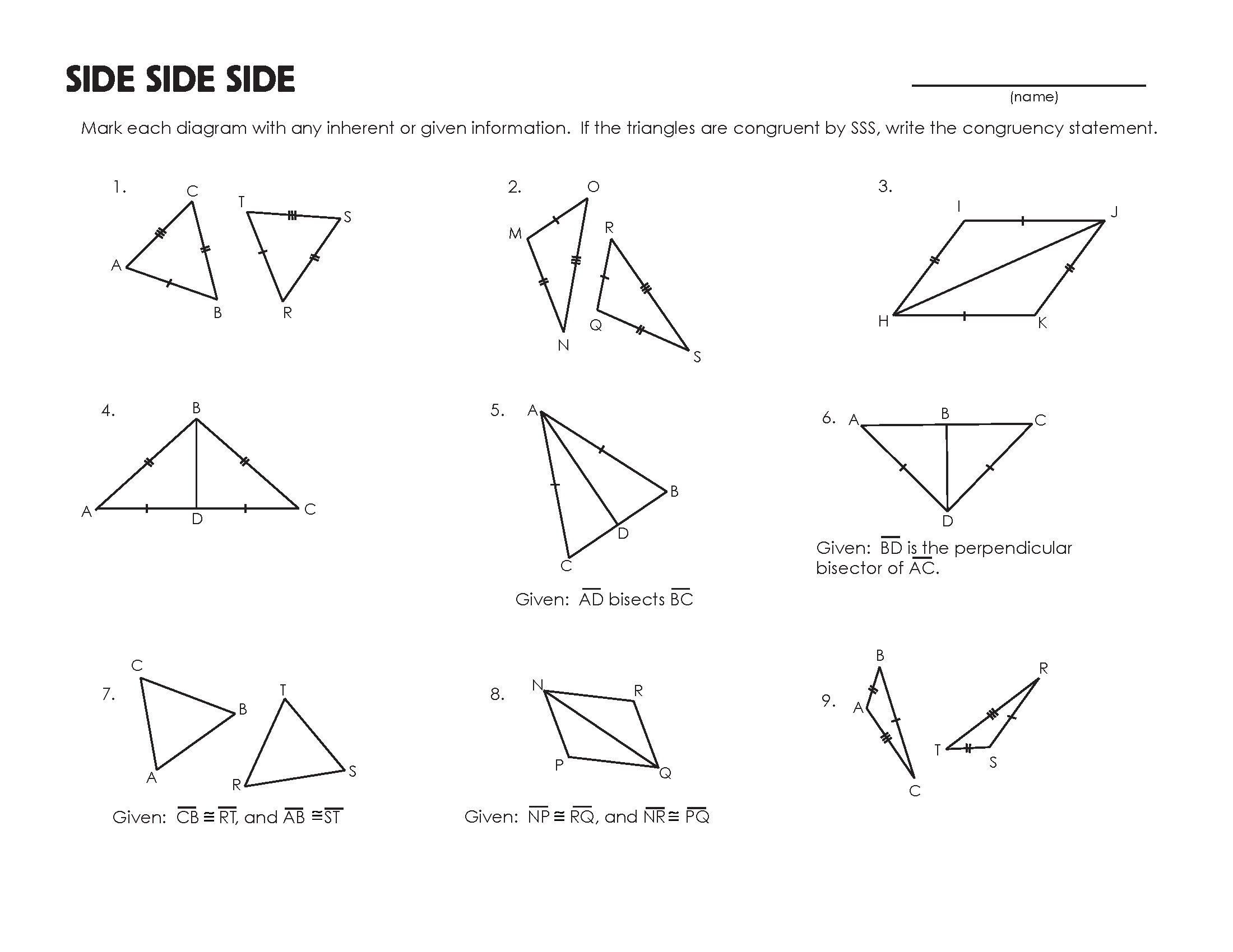 Wallpaper #ime4ApMBSpphPi3-D7BO195 Worksheet Showing the Side and Sides of Triangles