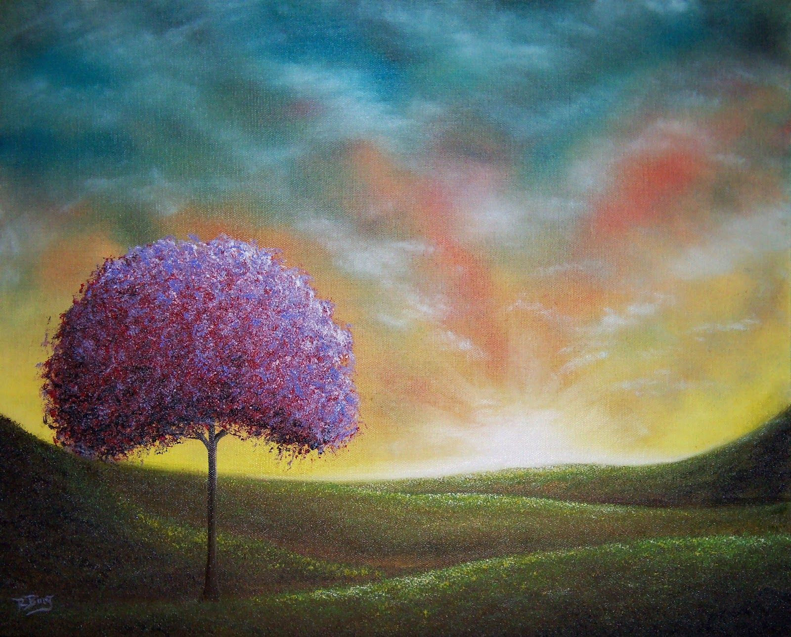 Wallpaper #18733 Pastel Painting Tree at Sunset Original Work Pastel Painting Etsy