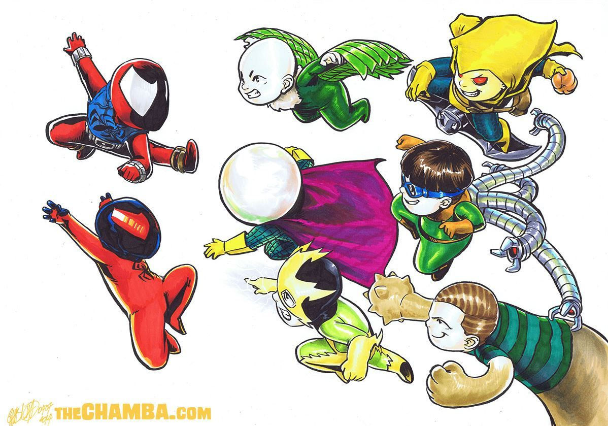 Wallpaper #ceb46 1920x1080 Spiderman vs Sinister Six Art Laptop Full HD 1080p HD 4K