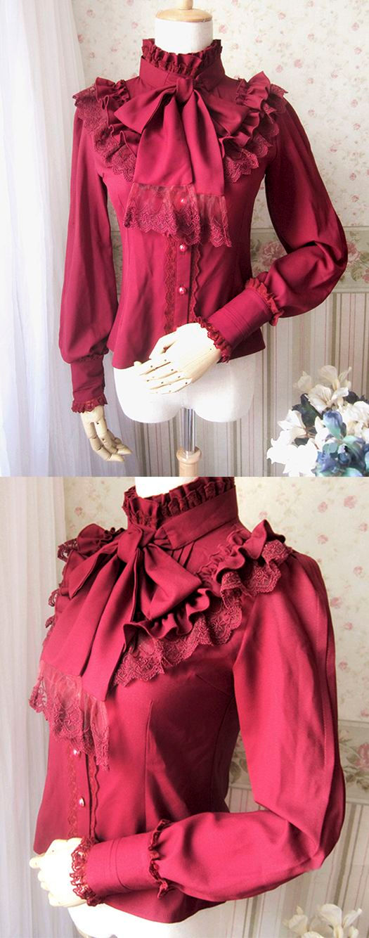 Wallpaper #_bmH3pIBJvJKYCmESQX0519 Offbrand Ruffle Blouse Dark Red Steampunk Dress Fancy Outfits