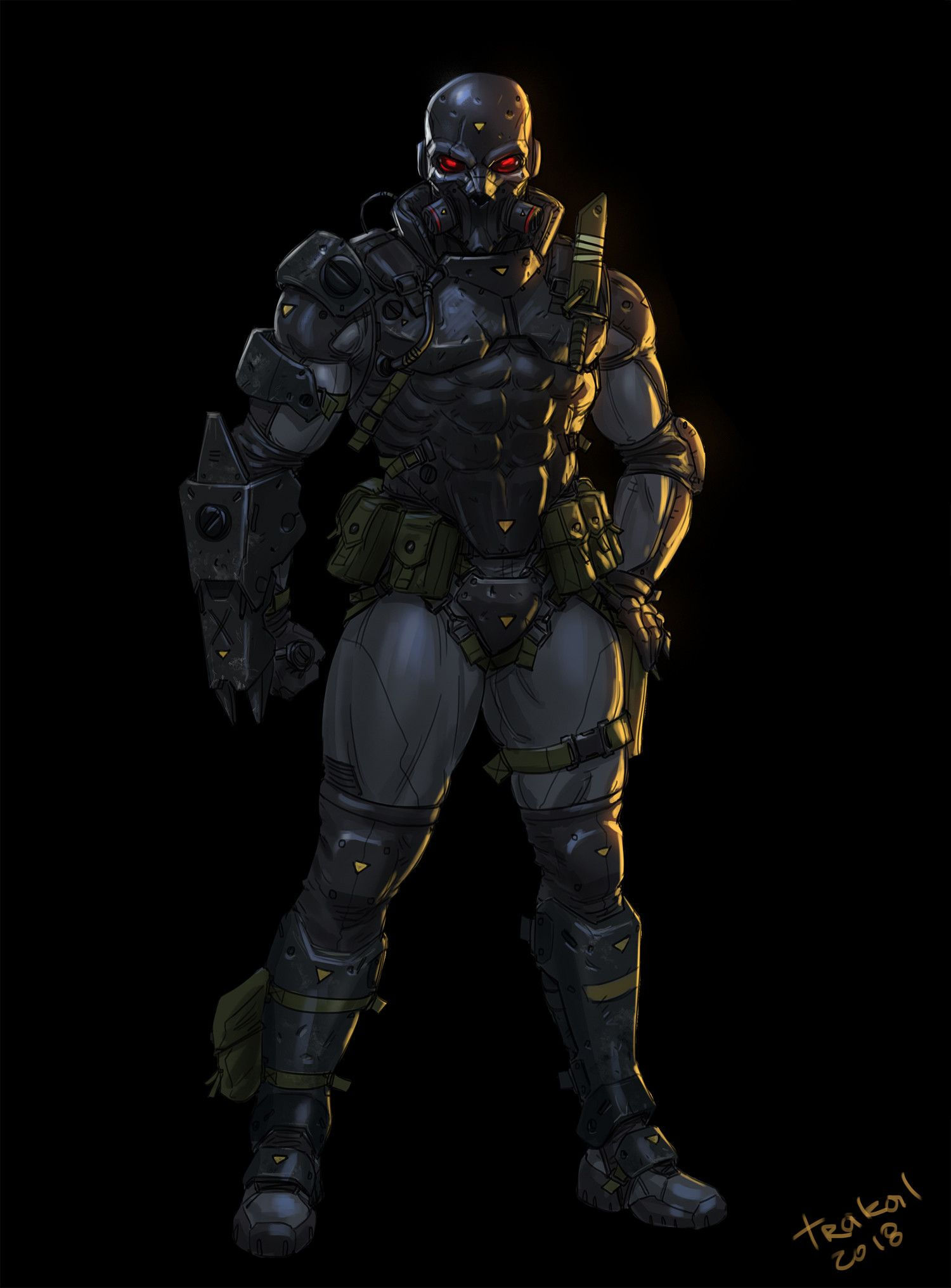 Wallpaper #JxnMHo8BtGB6xQ78mno79 Artstation Skull Combat Suit Design Salvador Trakal Futuristic