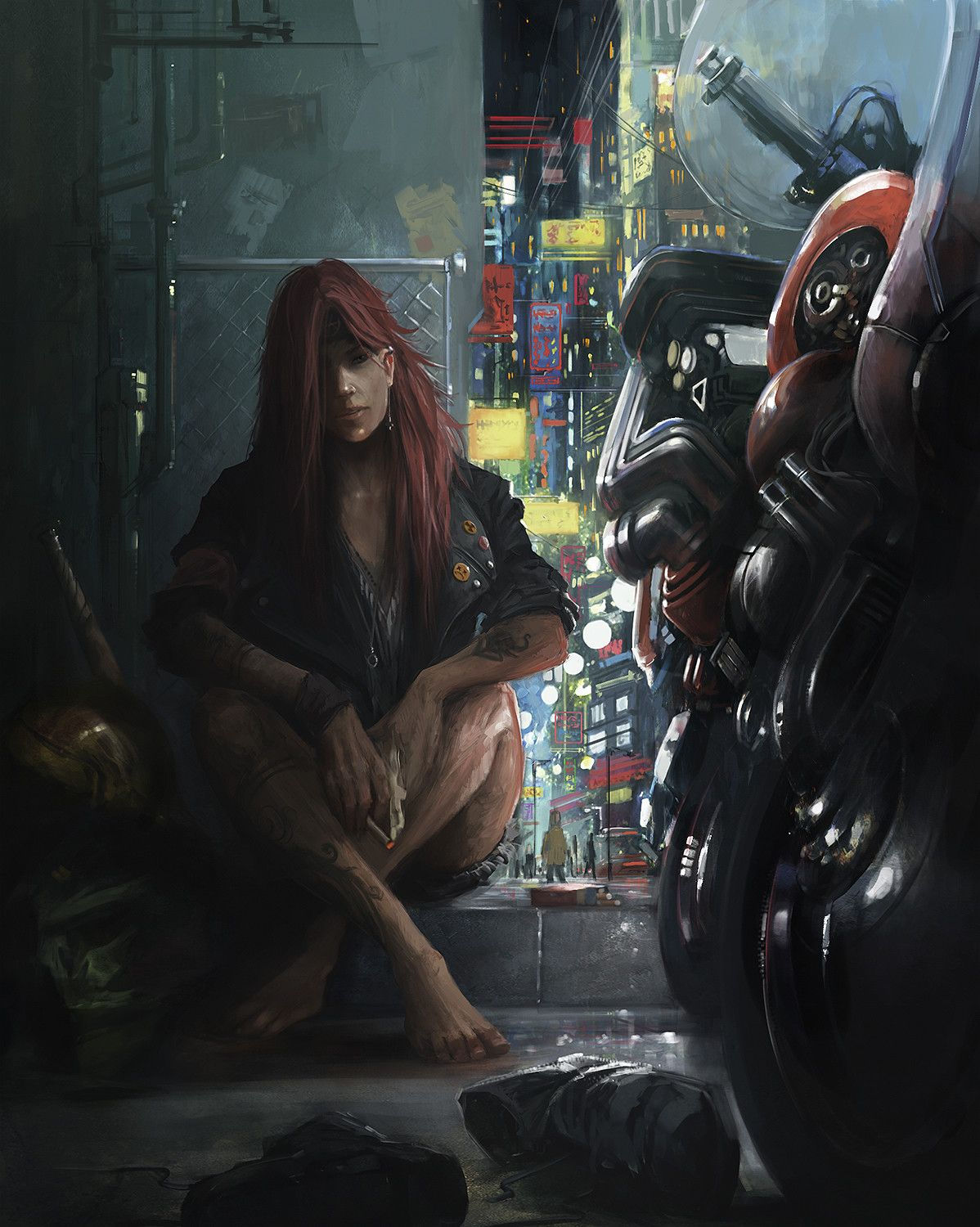 Wallpaper #Hn2b9I4Bnwiau_P6wRAz36 Artstation Biker Ilhan Yilmaz Cyberpunk Rpg Cyberpunk Girl
