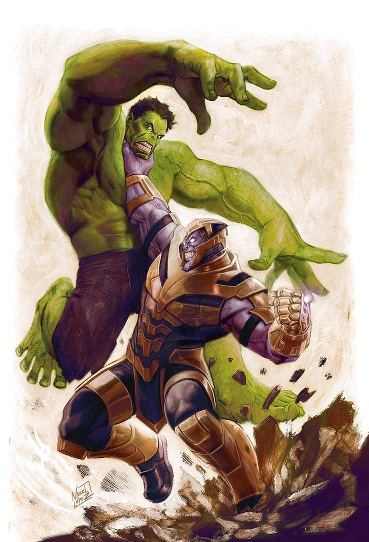 Wallpaper #irhD15IBJvJKYCmEMuI5281 Thanos vs Hulk by Nahuel Lopez on Deviantart Hulk Marvel Marvel