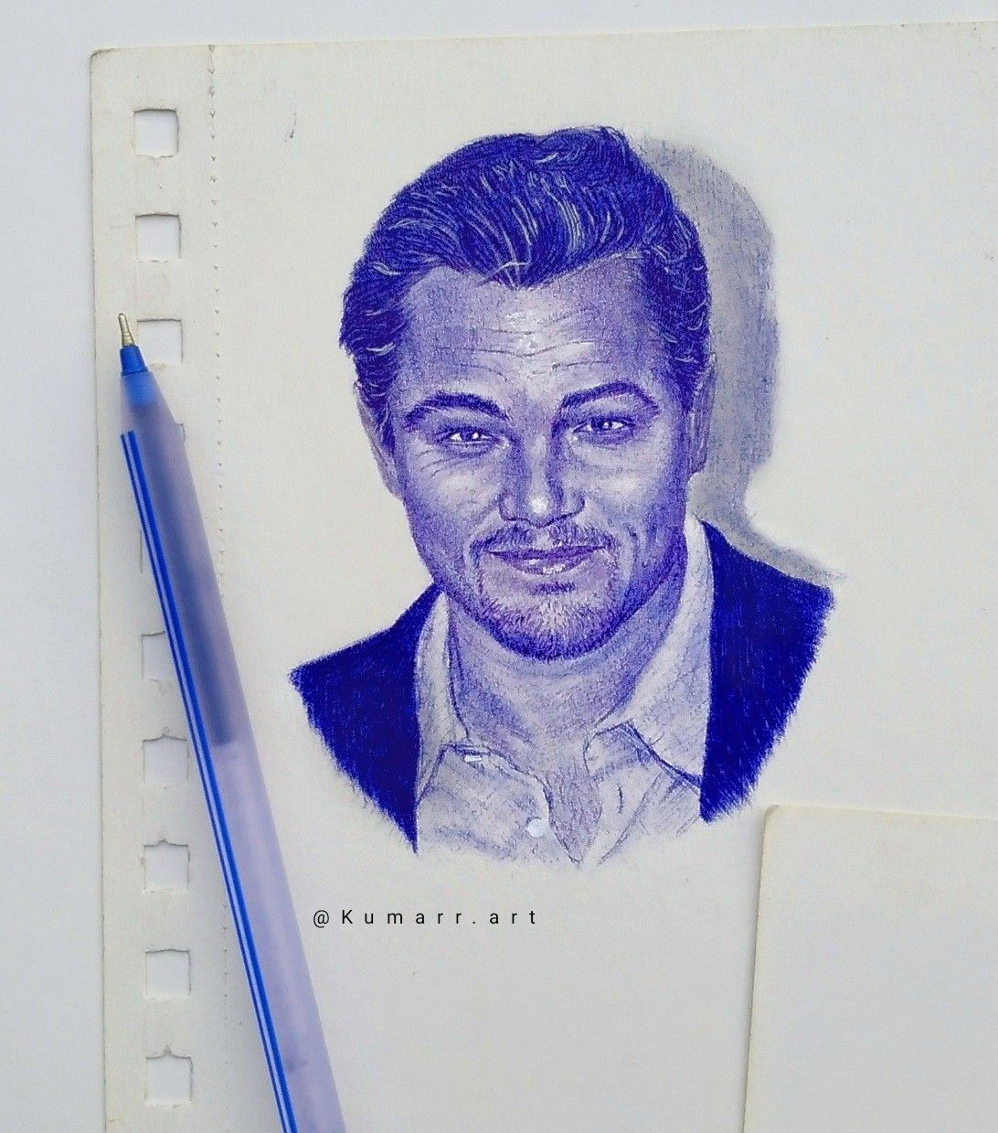 Wallpaper #Vmcg6ZIBSpphPi3-lEA2270 Drawing of Leonardo Dicaprio with Ball Pen