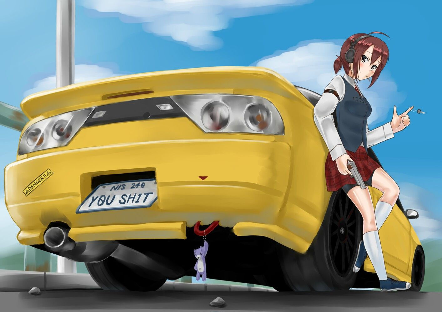 Wallpaper #46bf0 Download Girl Leaning on a Nissan Skyline Car Anime Wallpaper