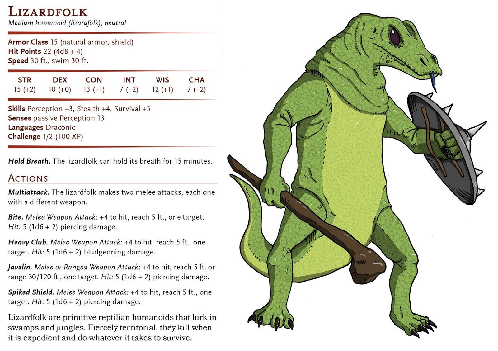 Wallpaper #S2cLE5MBSpphPi3-pP5k393 Lizardfolk 5e Stat Block