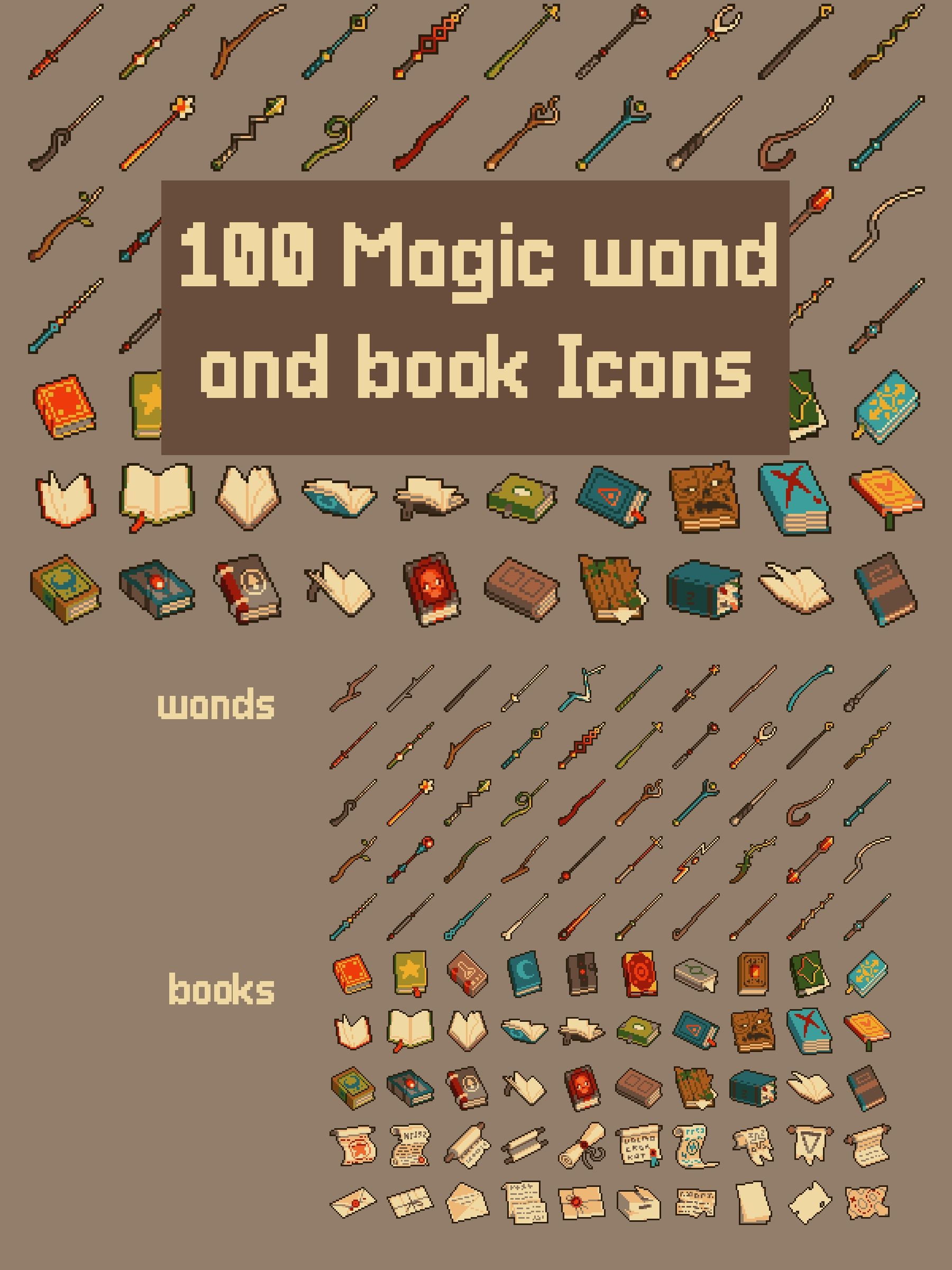 Wallpaper #1Gc765IBSpphPi3-00r660 Magic Wand and Book Icon Pack Download Craftpixnet Pixel Art Games
