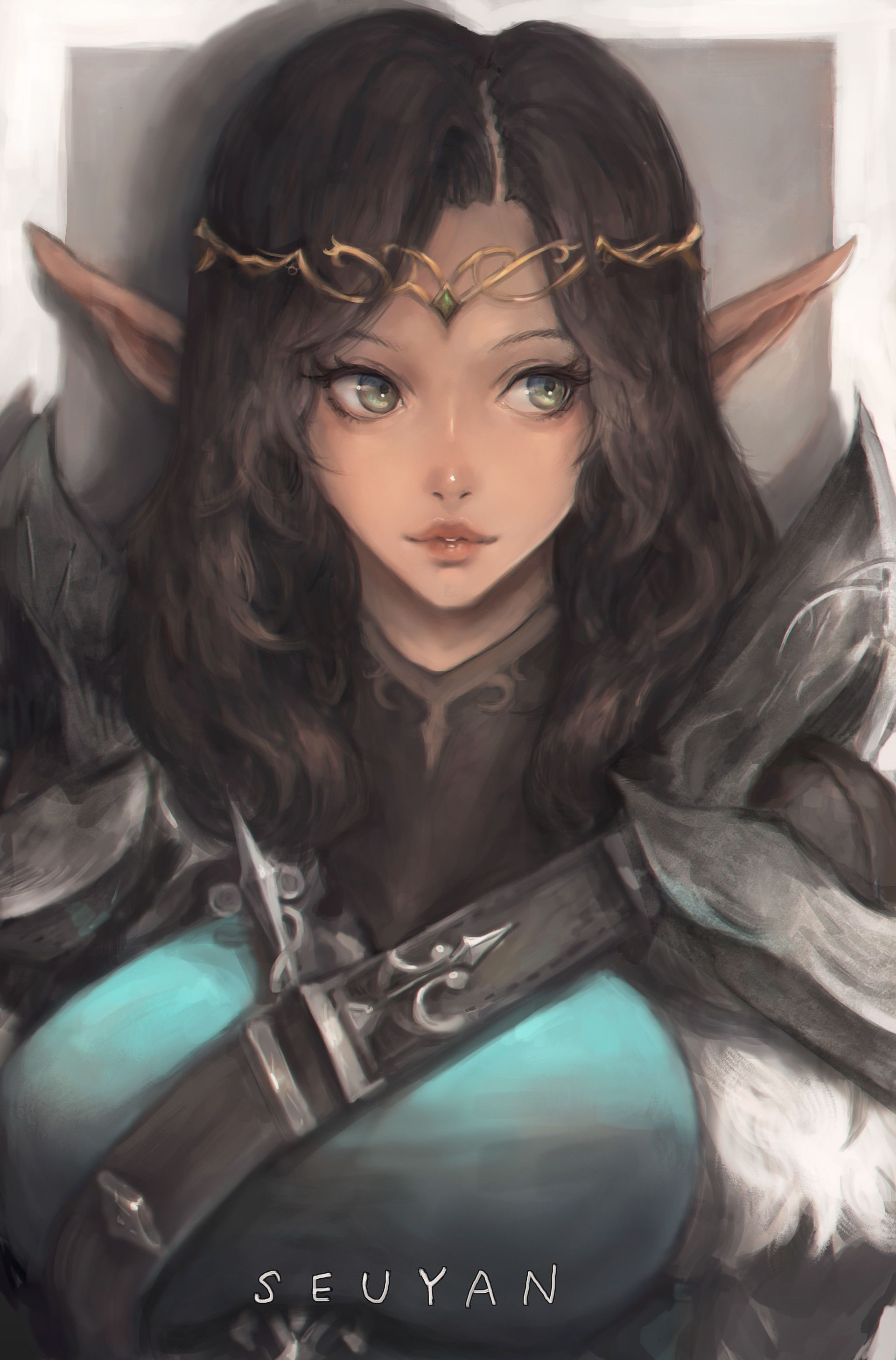 Wallpaper #FljiM5MBzN9vxX34CjrH78 Artstation Elf Girl Portait Seuyan Art Elf Art Anime Elf