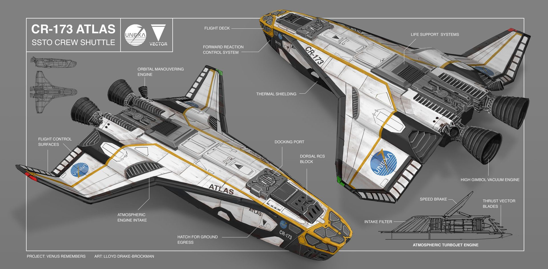 Wallpaper #H2huGZMBSpphPi3-FBdI88 Artstation Atlas Shuttle Lloyd Drake Brockman Spaceship Design