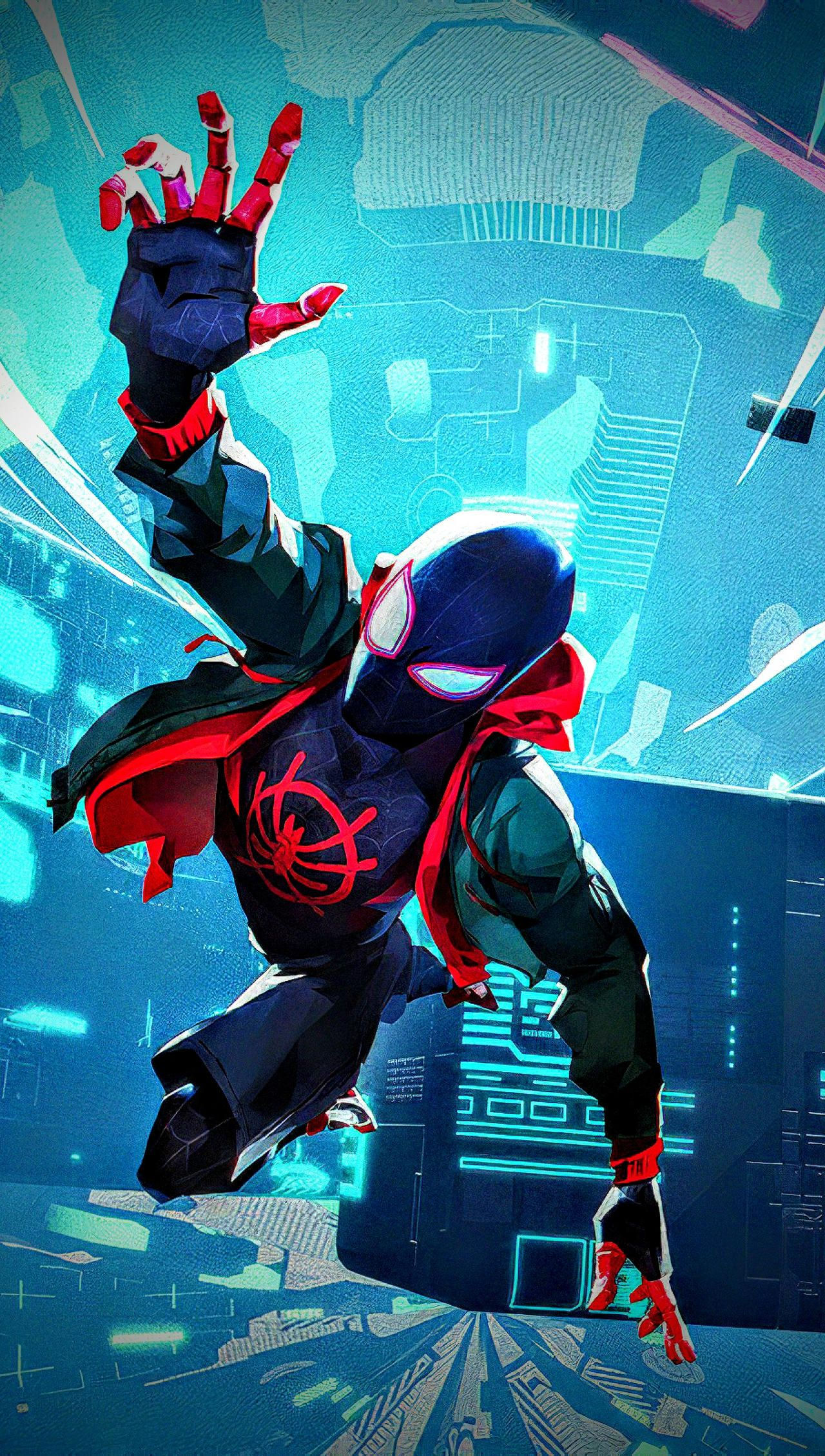 Wallpaper #vQMhY5MBpyOg8YnExNQw162 Spider Man into the Spider Verse Poster is Shown in Full Color and
