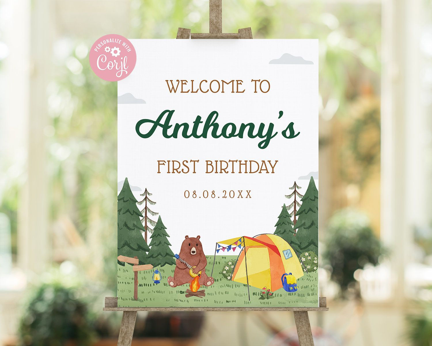 Wallpaper #PDHeNZMB5zzyi_yYylio20 One Happy Camper Welcome Sign Editable First Birthday Welcome Banner