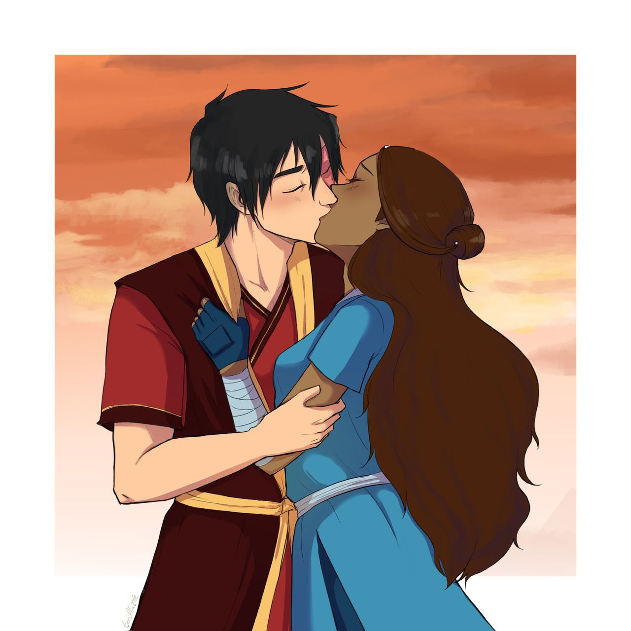 Wallpaper #qBnYK48BtGB6xQ78hI6_28 Prince Zuko and Kataras Romantic Kiss Moment in the Sunset from Avatar