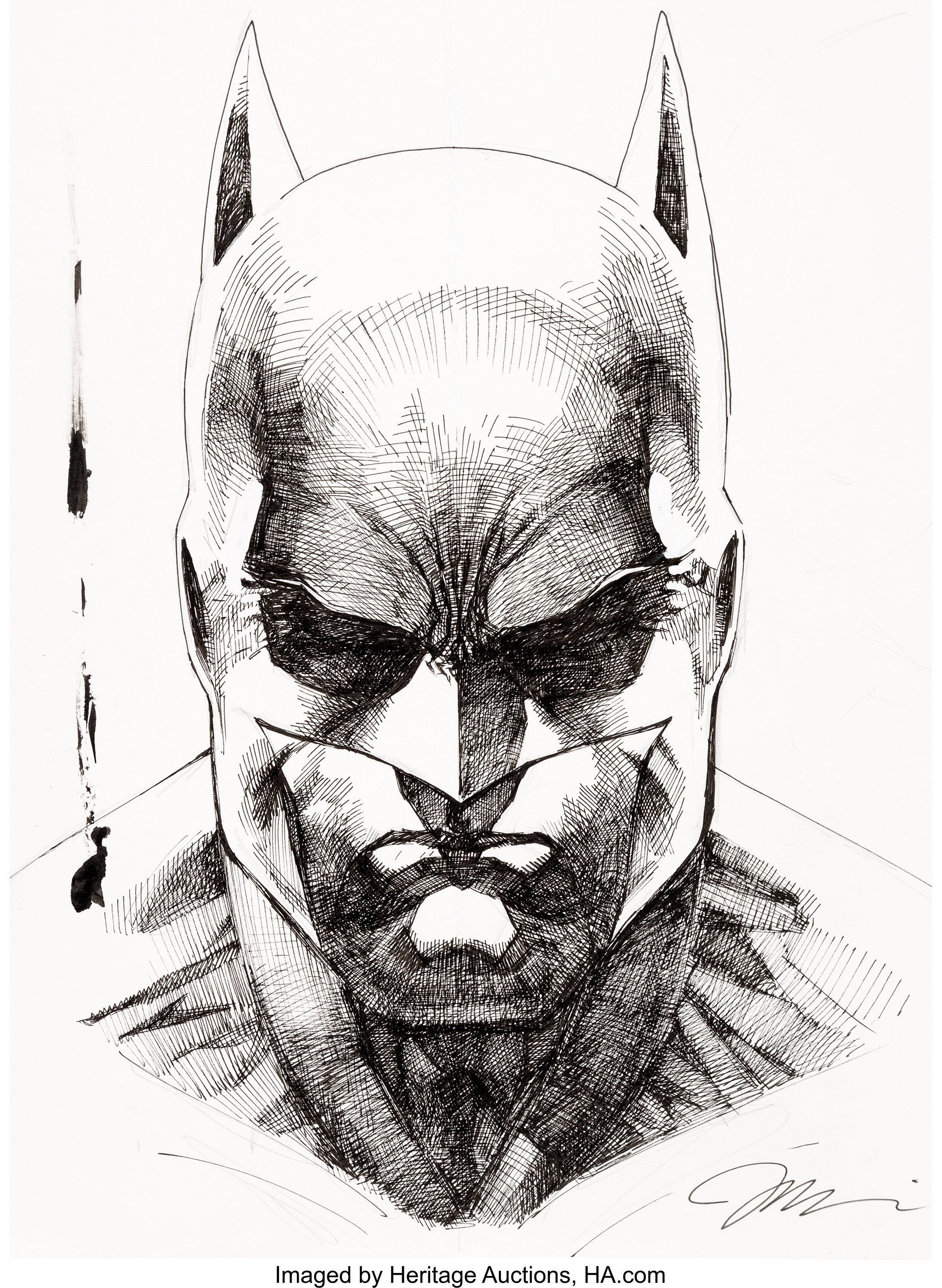 Wallpaper #OBqEUJMB1yWOL4qgwYA763 A Drawing of the Face of Batman Drawn in Pencil on White Paper with