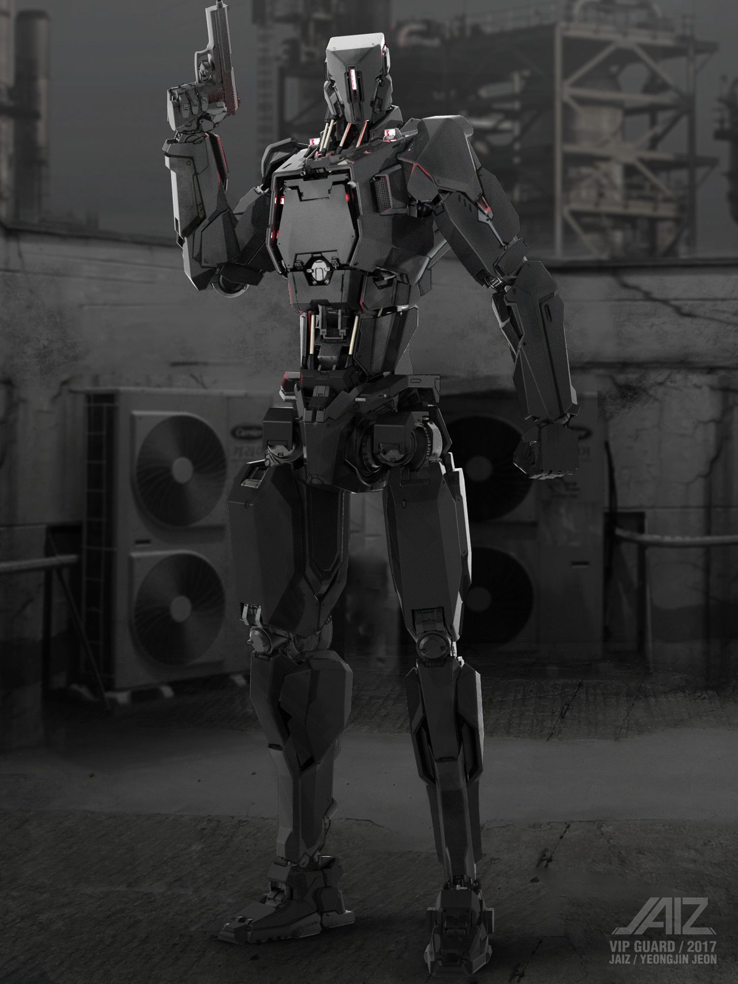 Wallpaper #AEVTk44B7YBJg1BV8J9X39 Artstation Droid Vip Guard Yeongjin Jeon Futuristic Robot